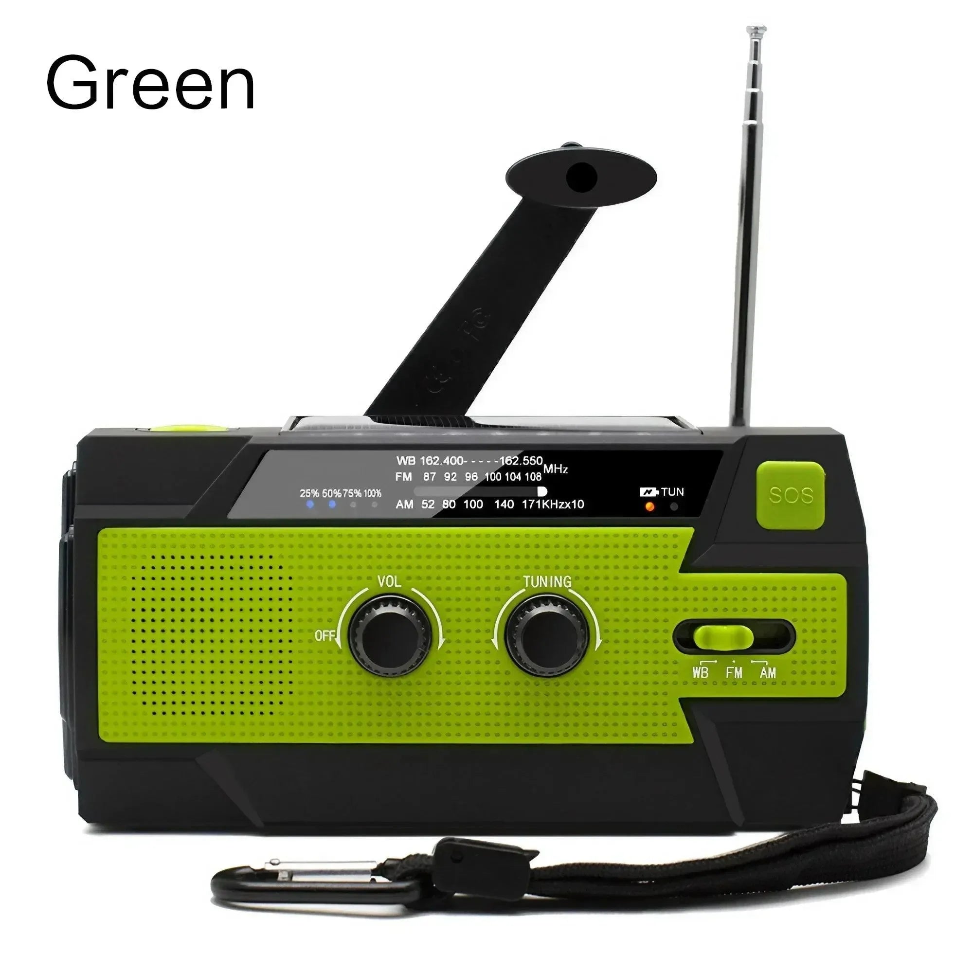 Disaster Prevention Emergency Radio with Solar Hand Crank, Rechargeable LED Flashlight and Reading Light - Trekker Essentials