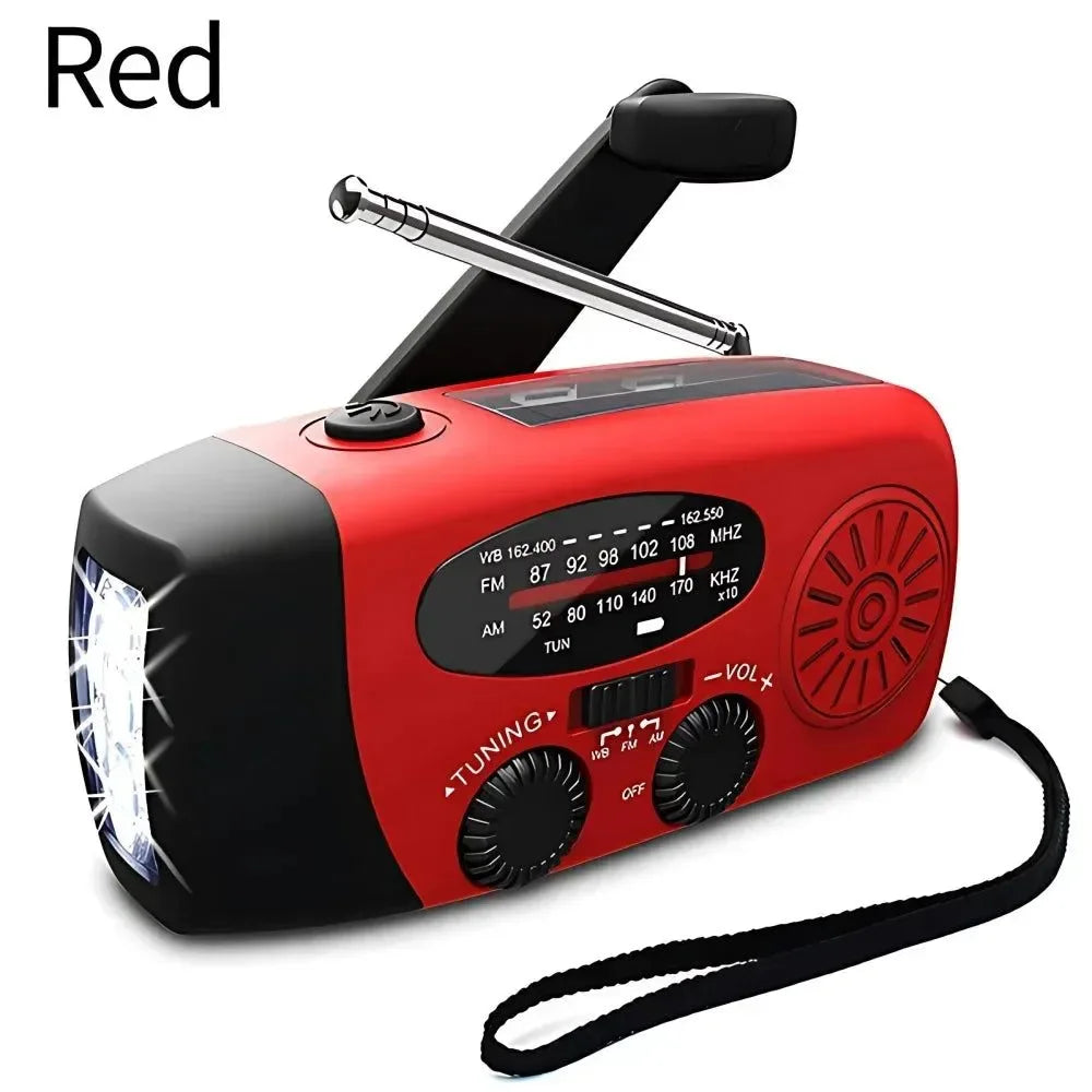 Disaster Prevention Emergency Radio with Solar Hand Crank, Rechargeable LED Flashlight and Reading Light - Trekker Essentials