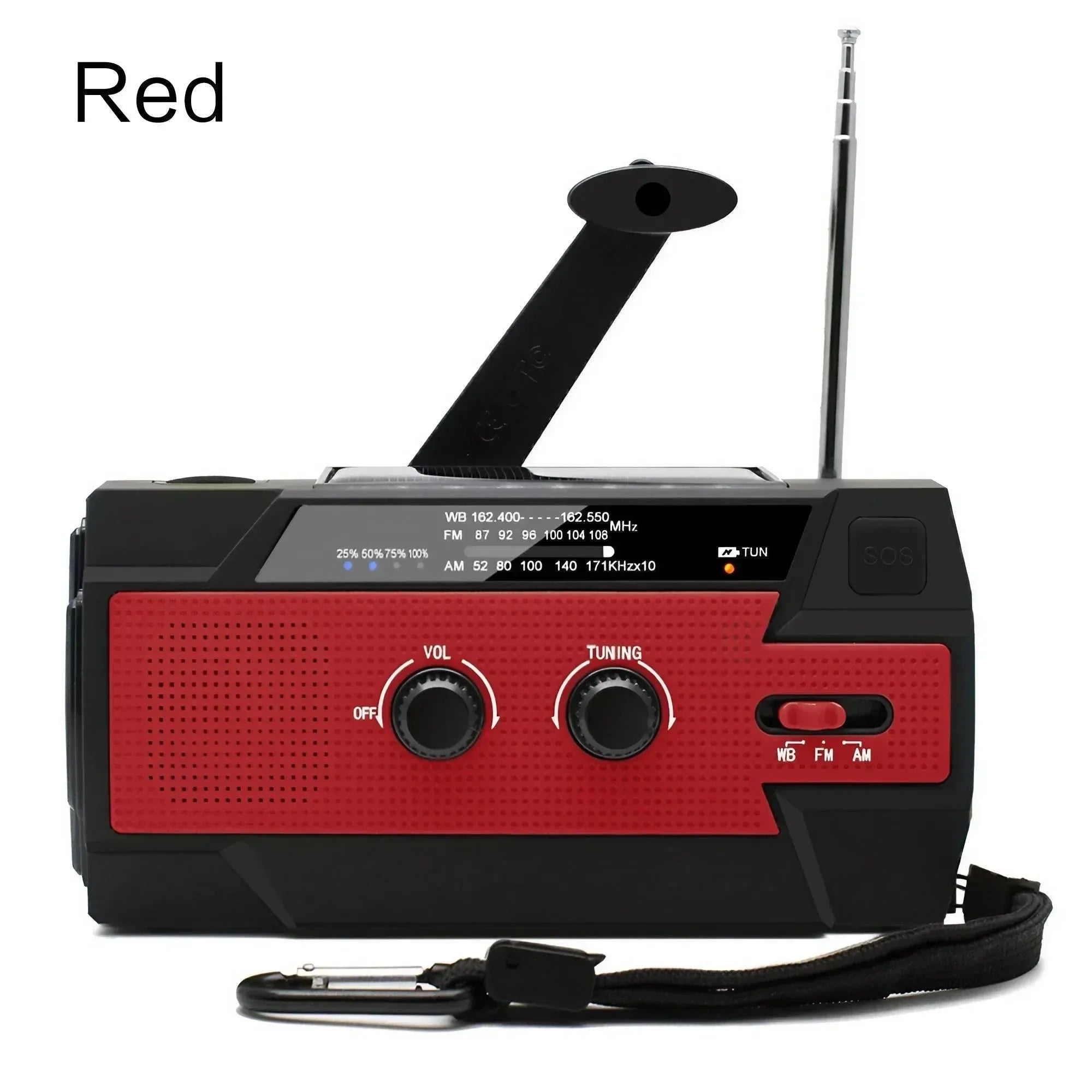 Disaster Prevention Emergency Radio with Solar Hand Crank, Rechargeable LED Flashlight and Reading Light - Trekker Essentials