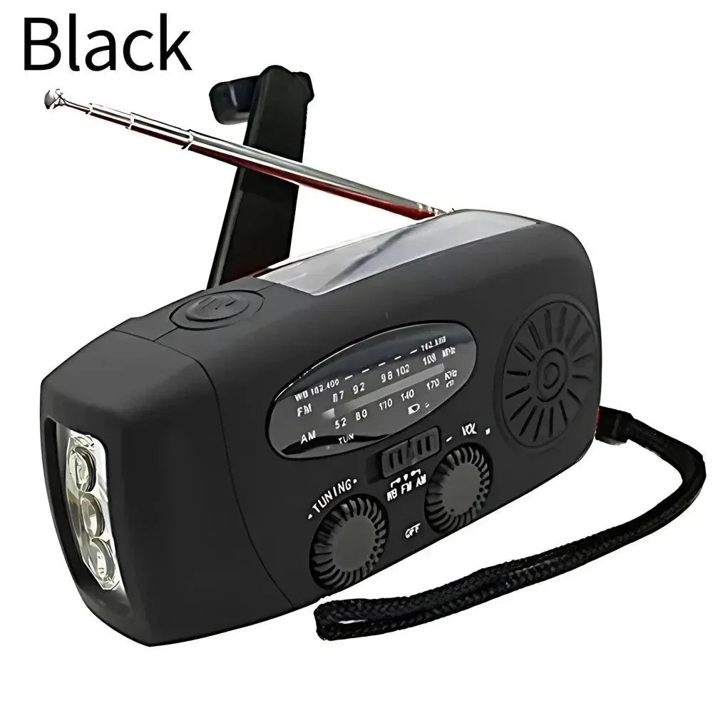 Disaster Prevention Emergency Radio with Solar Hand Crank, Rechargeable LED Flashlight and Reading Light - Trekker Essentials
