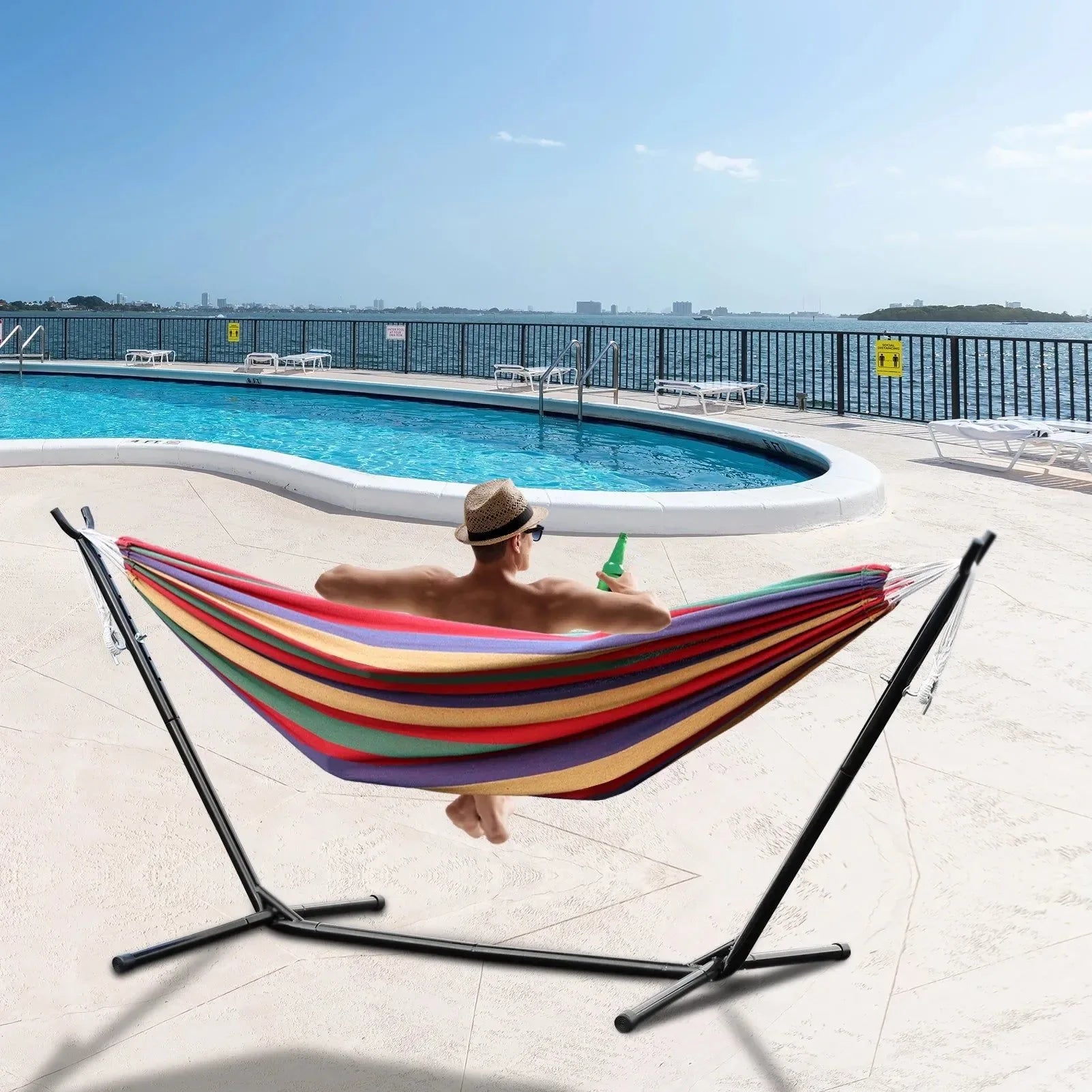 Double Hammock Stand for 2-Person – Heavy-Duty Steel Frame with Carry Bag, Indoor/Outdoor Use - Trekker Essentials