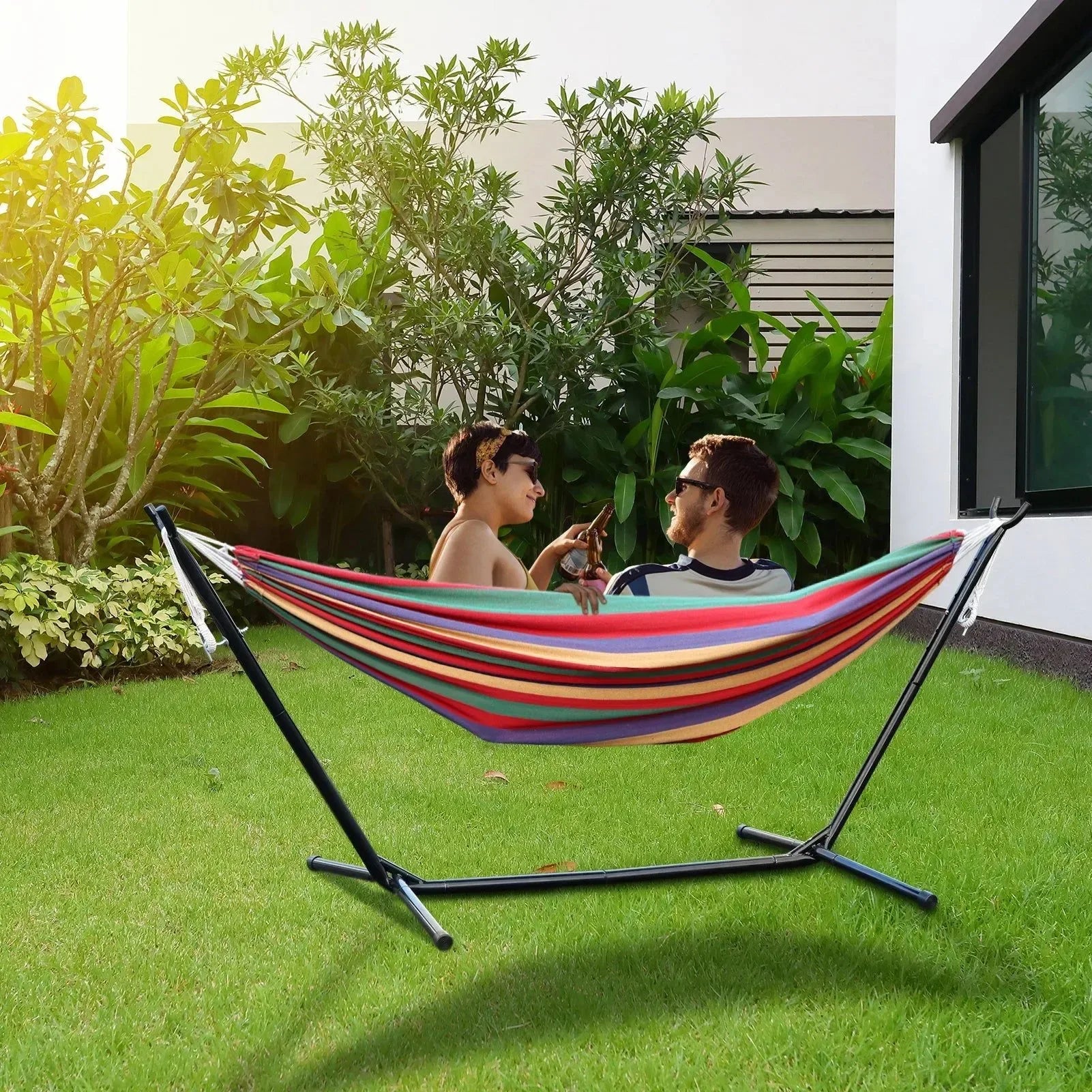 hängematte 2 personen outdoor Double Hammock Stand for 2-Person – Heavy-Duty Steel Frame with Carry – Trekker Essentials