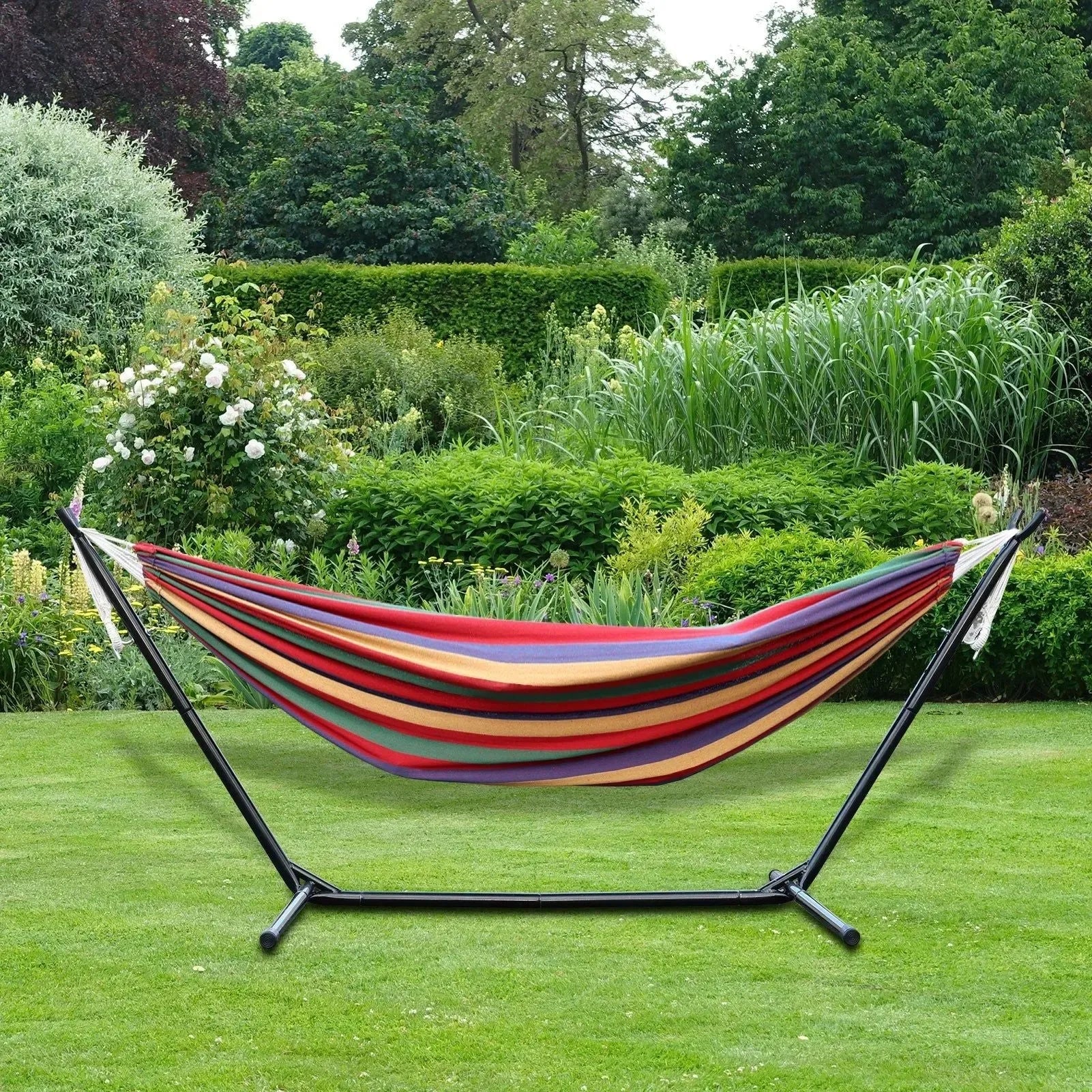 Double Hammock Stand for 2-Person – Heavy-Duty Steel Frame with Carry Bag, Indoor/Outdoor Use - Trekker Essentials