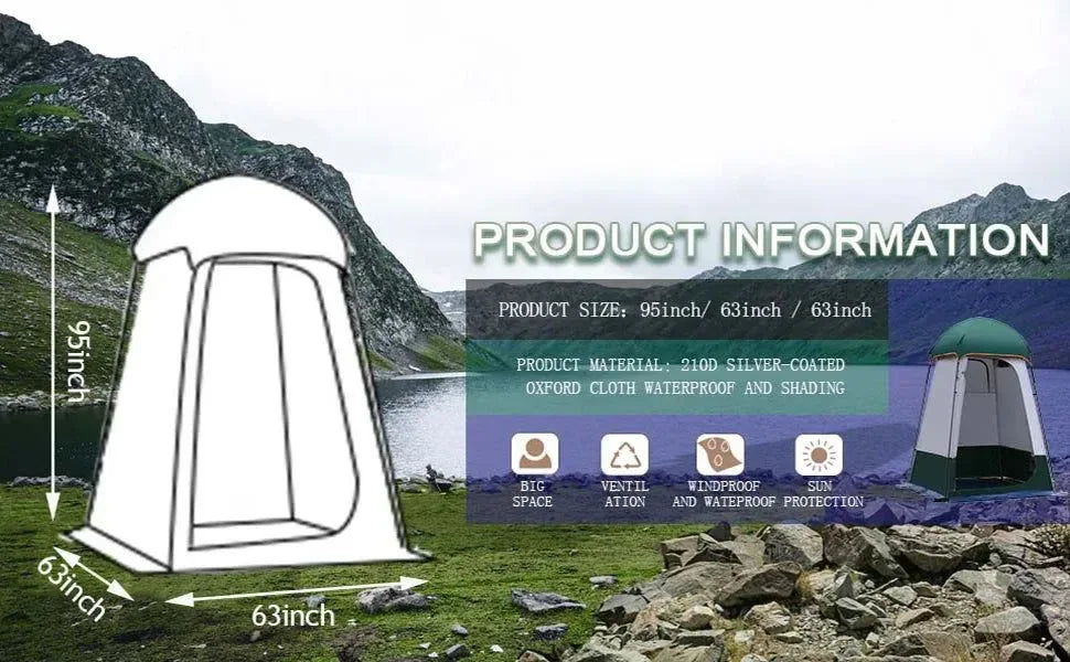 Double Layer Pop-Up Shower Tent: Instant Privacy Shelter for Camping, Beach & Toilet - Trekker Essentials