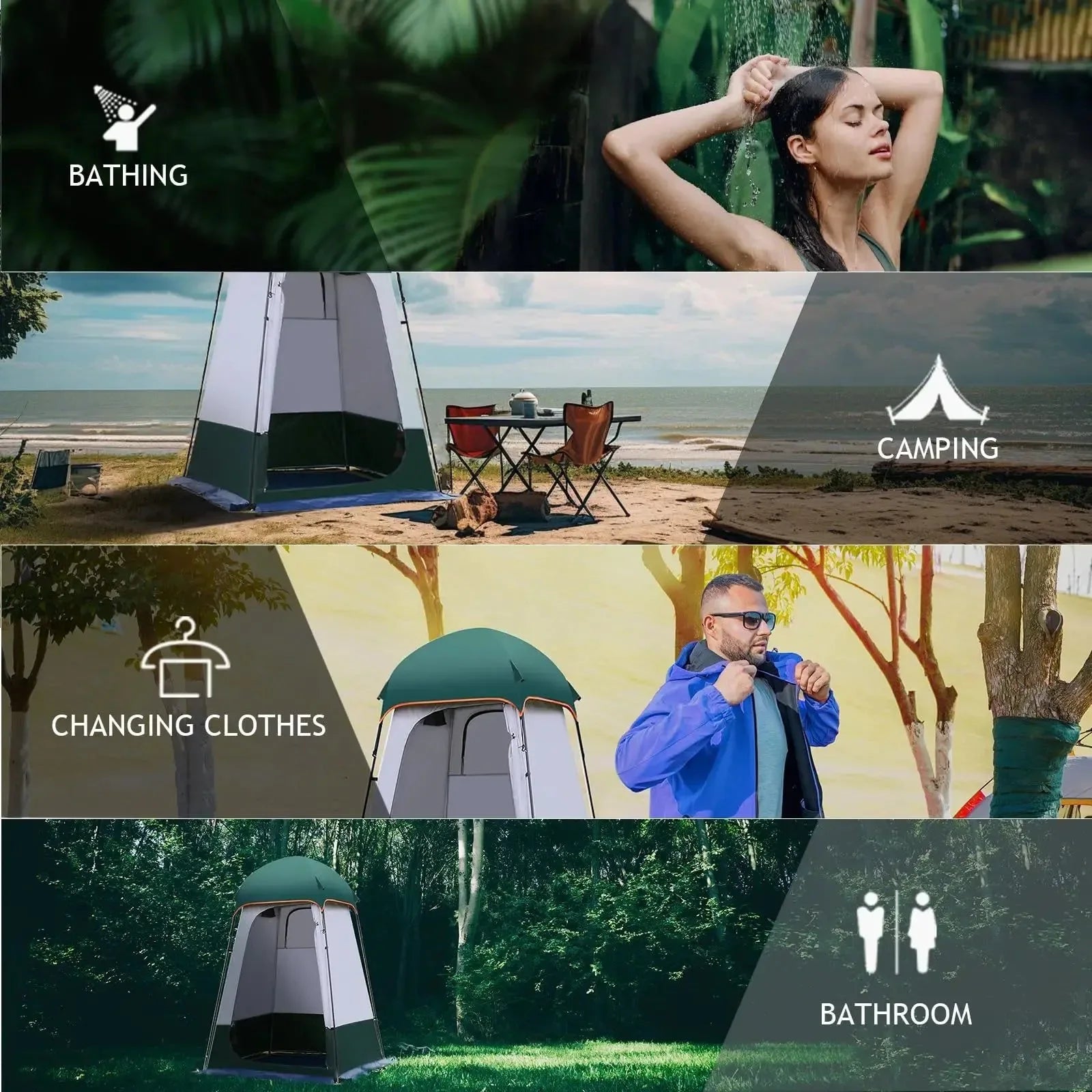 Double Layer Pop-Up Shower Tent: Instant Privacy Shelter for Camping, Beach & Toilet - Trekker Essentials