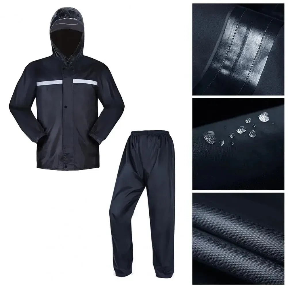 Double Layer Rain Jacket and Pants Set - Breathable, Wear-Resistant, Waterproof Raincoat with Reflective Strip for Riding - Trekker Essentials