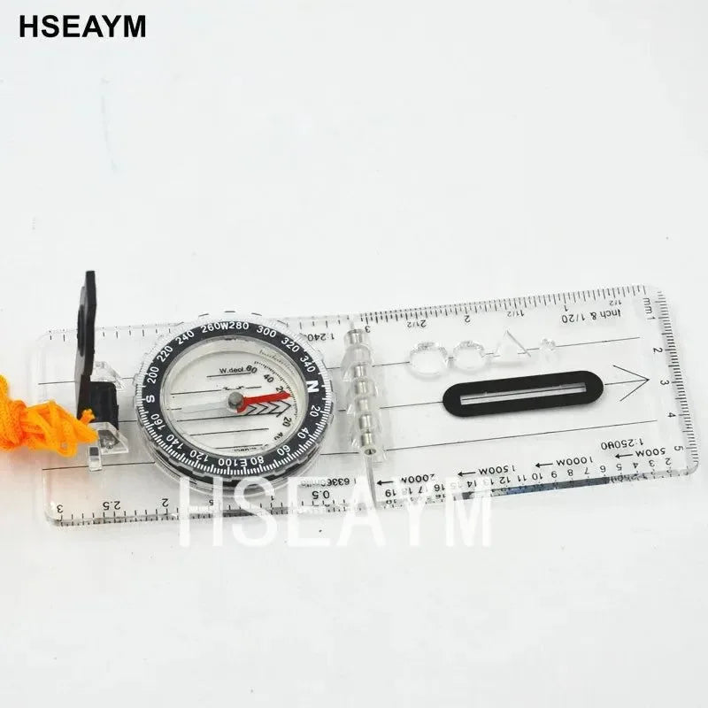 Drawing Scale Compass Folding Map Ruler - Survival Tool Buckle for Car Camping Hiking Pointing Guide - Trekker Essentials