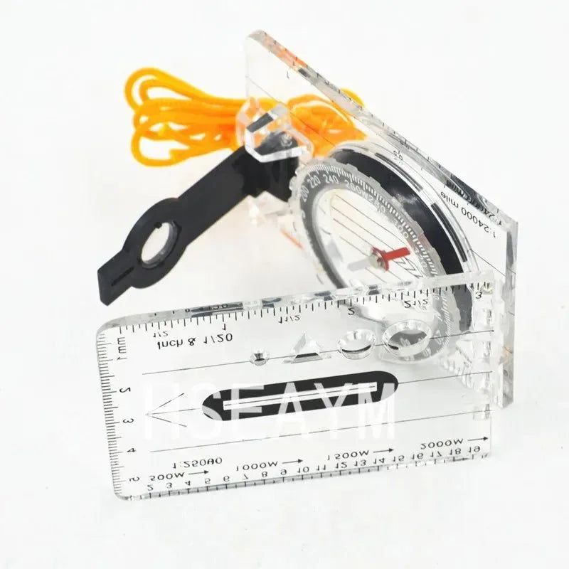 Drawing Scale Compass Folding Map Ruler - Survival Tool Buckle for Car Camping Hiking Pointing Guide - Trekker Essentials