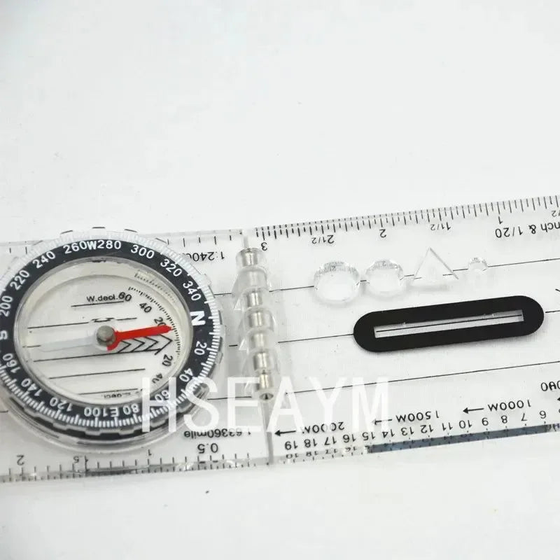 Drawing Scale Compass Folding Map Ruler - Survival Tool Buckle for Car Camping Hiking Pointing Guide - Trekker Essentials