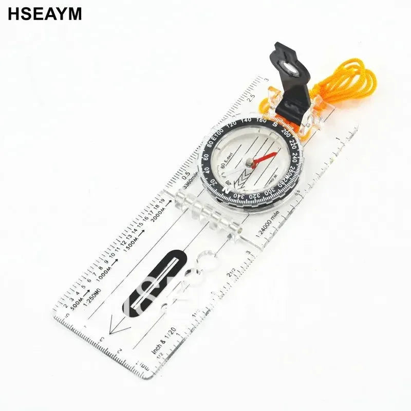 Drawing Scale Compass Folding Map Ruler - Survival Tool Buckle for Car Camping Hiking Pointing Guide - Trekker Essentials