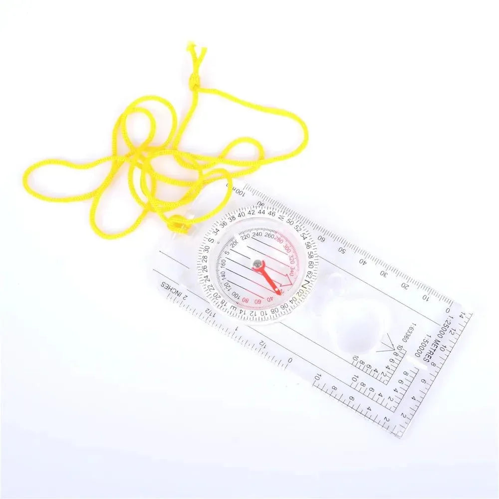 Drawing Scale Compass Folding Map Ruler - Survival Tool Buckle for Car Camping Hiking Pointing Guide - Trekker Essentials