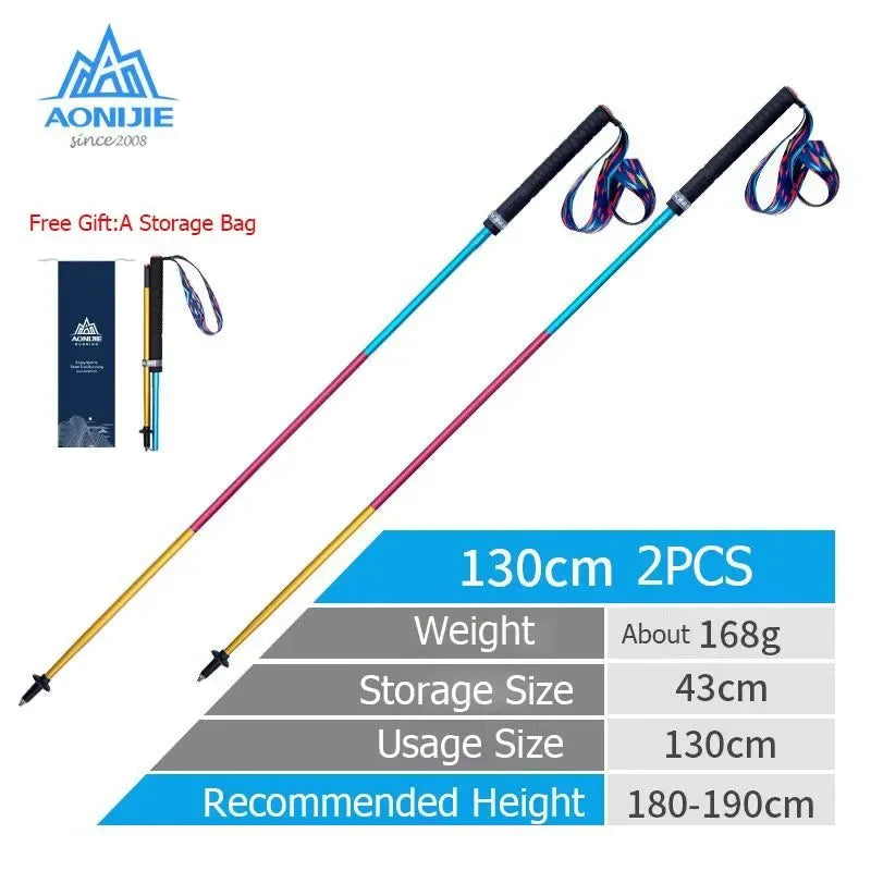E4201 Lightweight Folding Collapsible Trekking Pole: Carbon Fiber Hiking Stick for Trail Running and Walking - Trekker Essentials