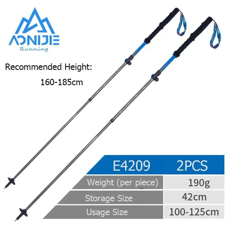 E4201 Lightweight Folding Collapsible Trekking Pole: Carbon Fiber Hiking Stick for Trail Running and Walking - Trekker Essentials