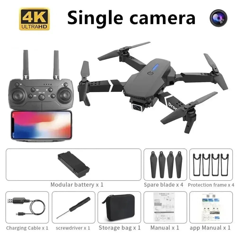 E88 4K Drone with 1080P Dual Camera - WiFi FPV, Foldable RC Quadcopter with Altitude Hold - Trekker Essentials
