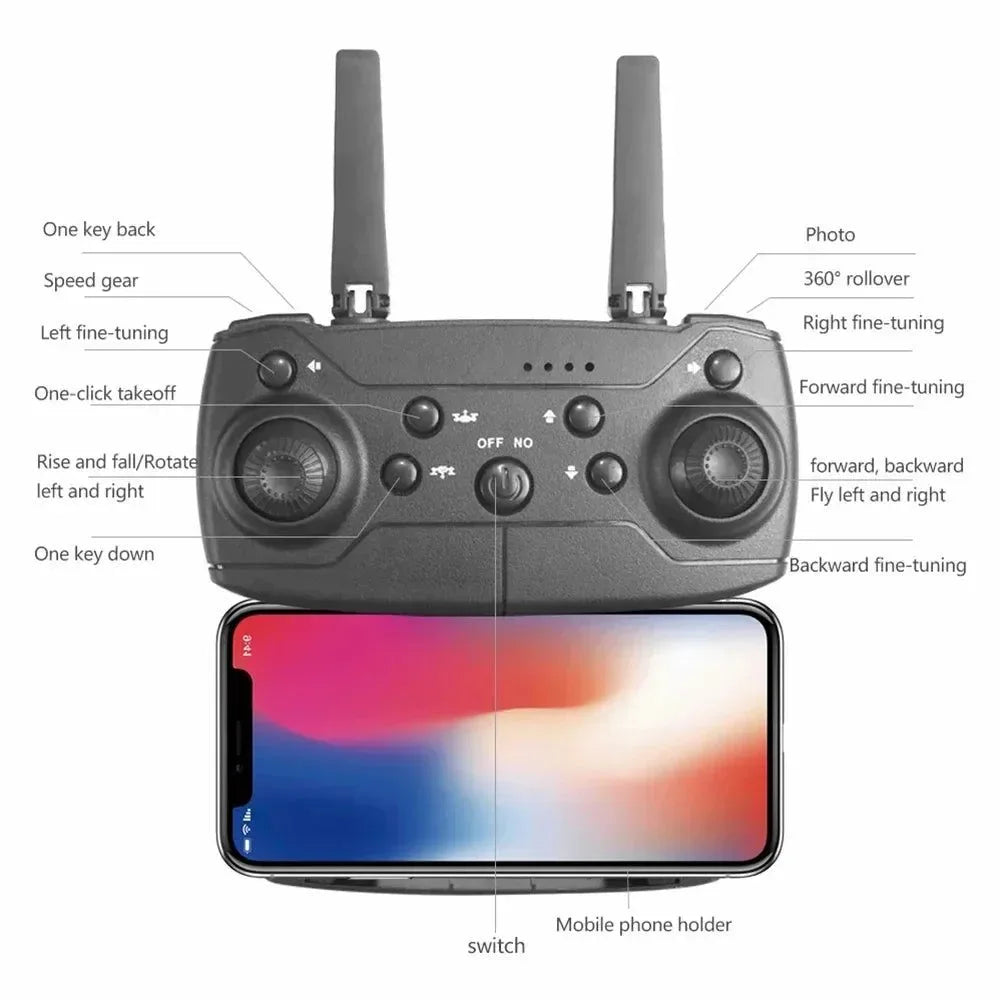 E88 4K Drone with 1080P Dual Camera - WiFi FPV, Foldable RC Quadcopter with Altitude Hold - Trekker Essentials