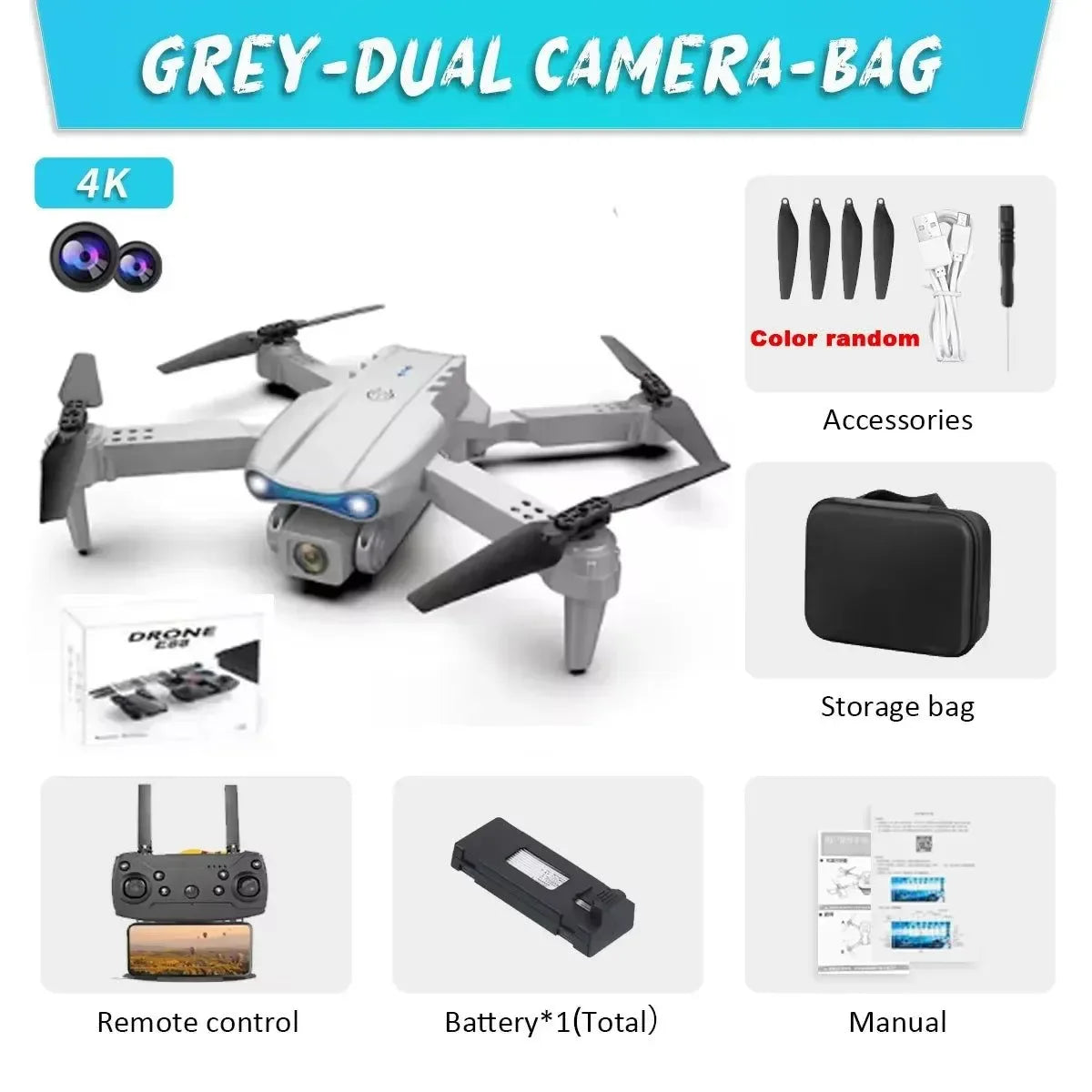 E99 Pro 6K HD Drone - Foldable Quadcopter with Dual Camera & Altitude Hold (100g Lightweight) - Trekker Essentials
