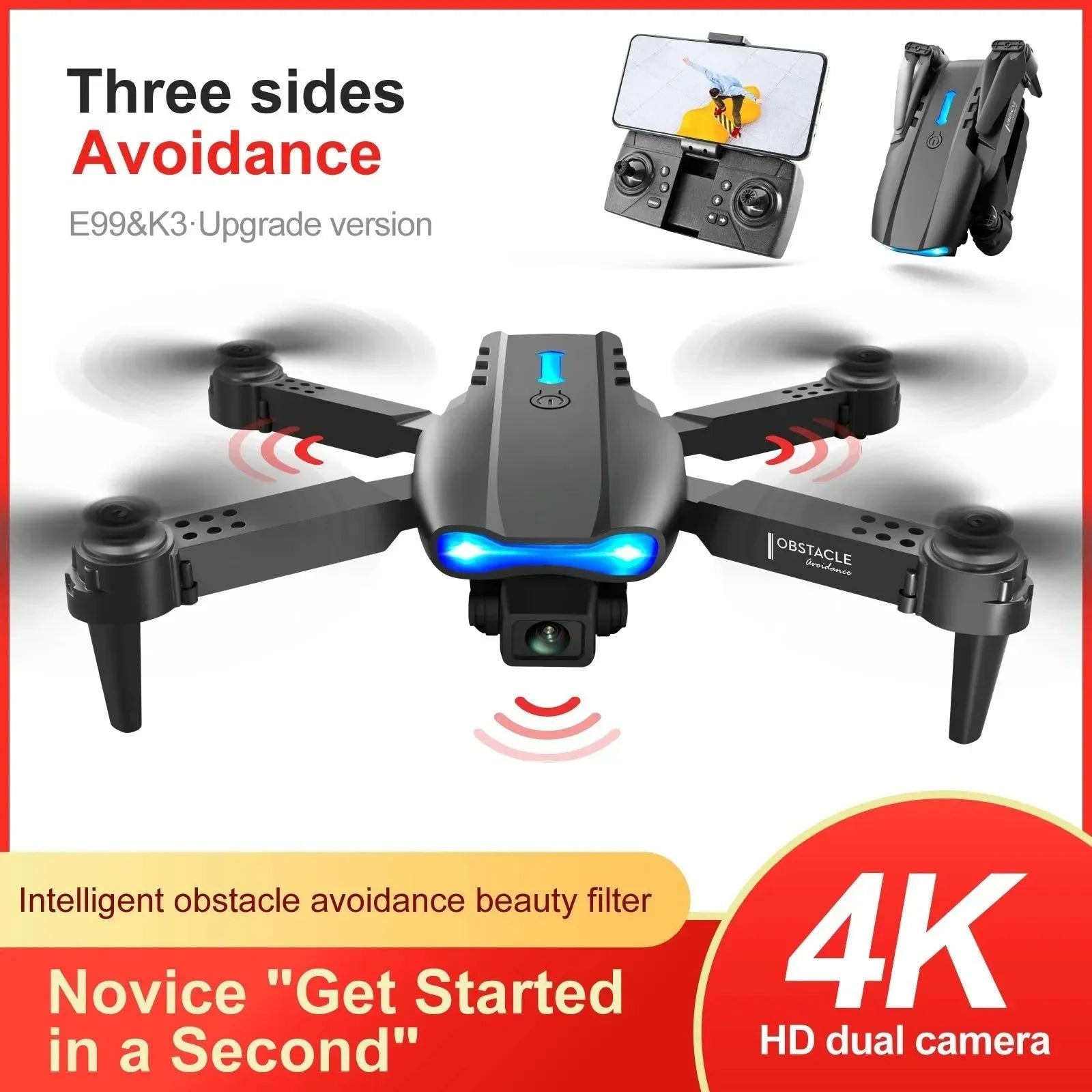 E99 Pro 6K HD Drone - Foldable Quadcopter with Dual Camera & Altitude Hold (100g Lightweight) - Trekker Essentials