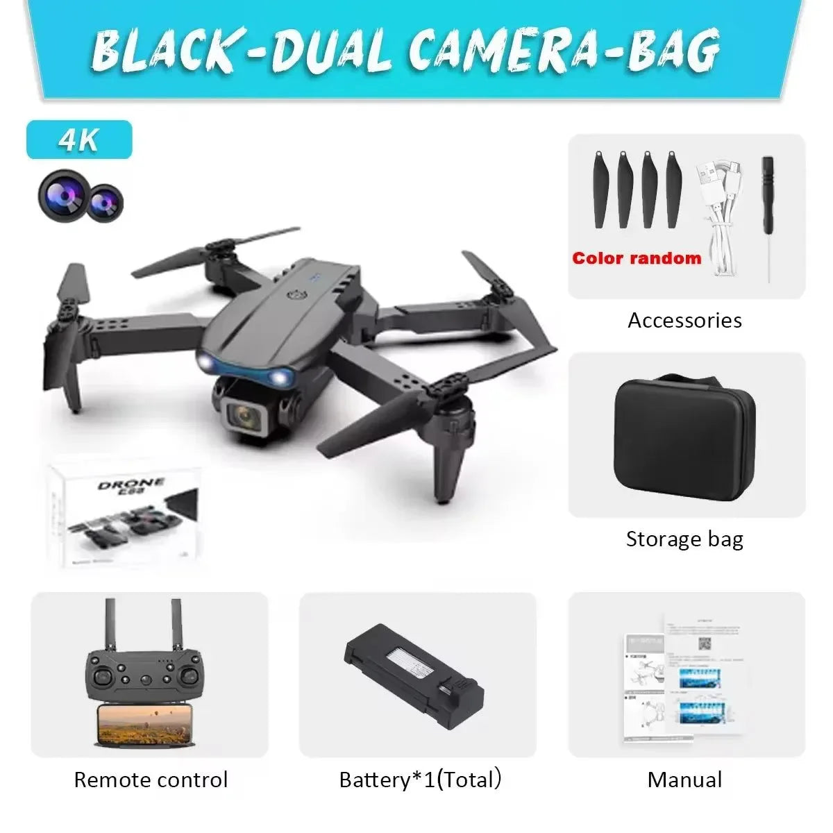E99 Pro 6K HD Drone - Foldable Quadcopter with Dual Camera & Altitude Hold (100g Lightweight) - Trekker Essentials