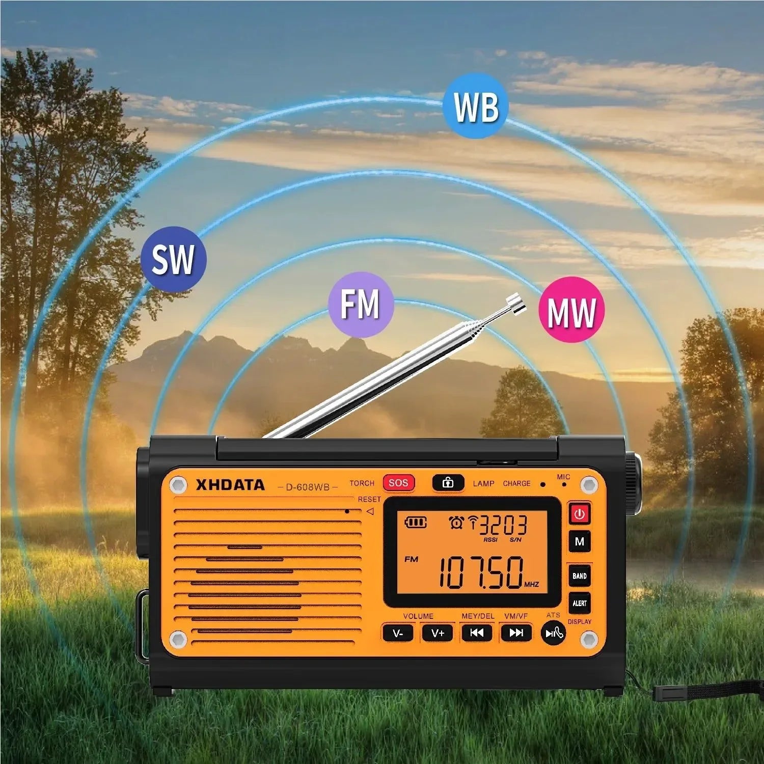 Emergency Crank Weather Radio with FM/AM/SW/NOAA Alerts, Bluetooth, Phone Charger, and Battery Operated - Trekker Essentials