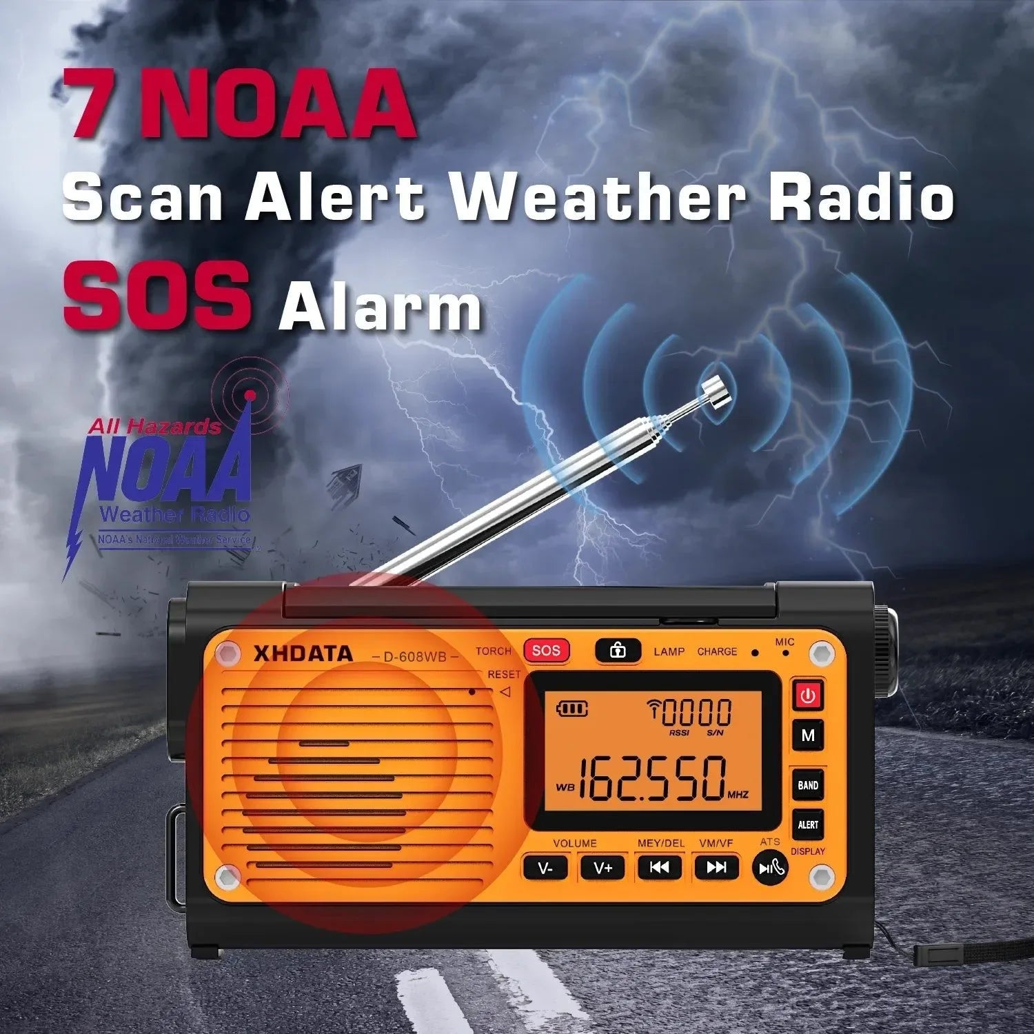 Emergency Crank Weather Radio with FM/AM/SW/NOAA Alerts, Bluetooth, Phone Charger, and Battery Operated - Trekker Essentials
