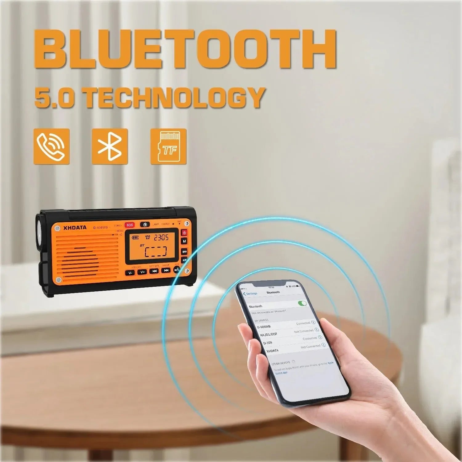 Emergency Crank Weather Radio with FM/AM/SW/NOAA Alerts, Bluetooth, Phone Charger, and Battery Operated - Trekker Essentials