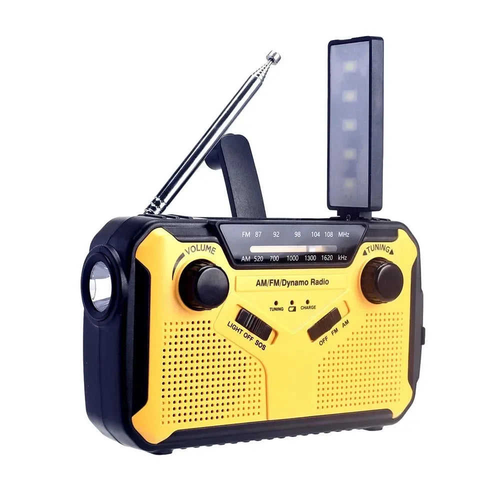 Emergency Radio: Solar Hand Crank, USB Rechargeable Torch, AM/FM, SOS Alarm and Power Bank - Trekker Essentials