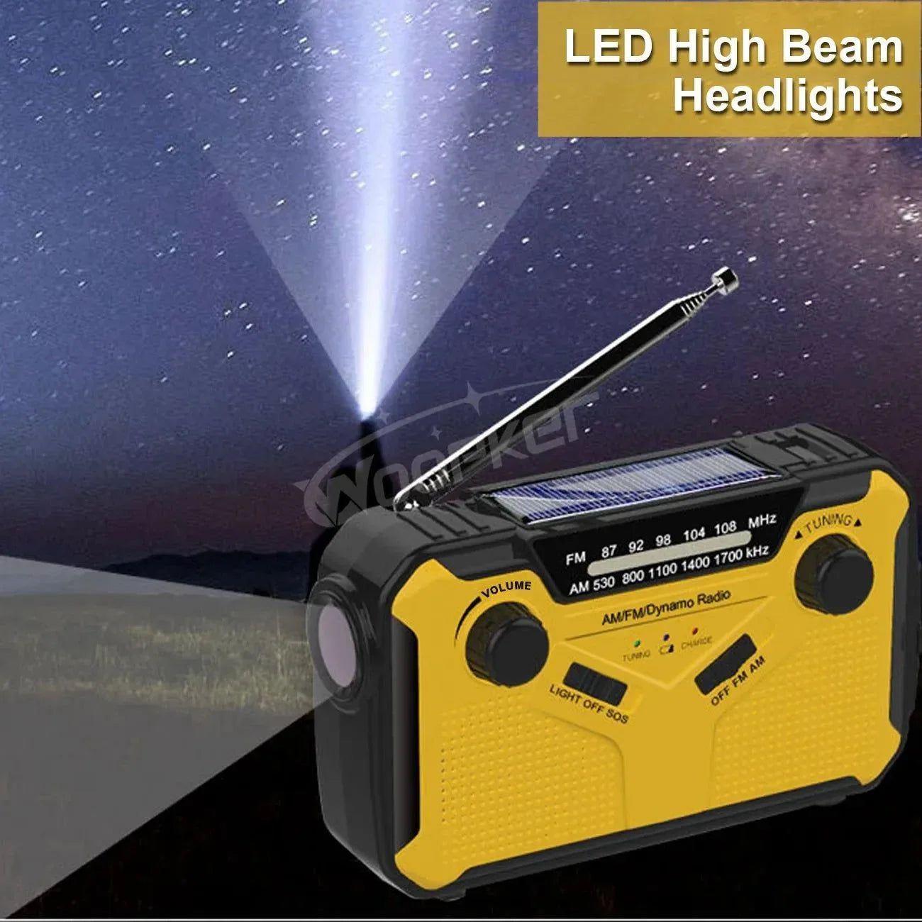 Emergency Radio: Solar Hand Crank, USB Rechargeable Torch, AM/FM, SOS Alarm and Power Bank - Trekker Essentials