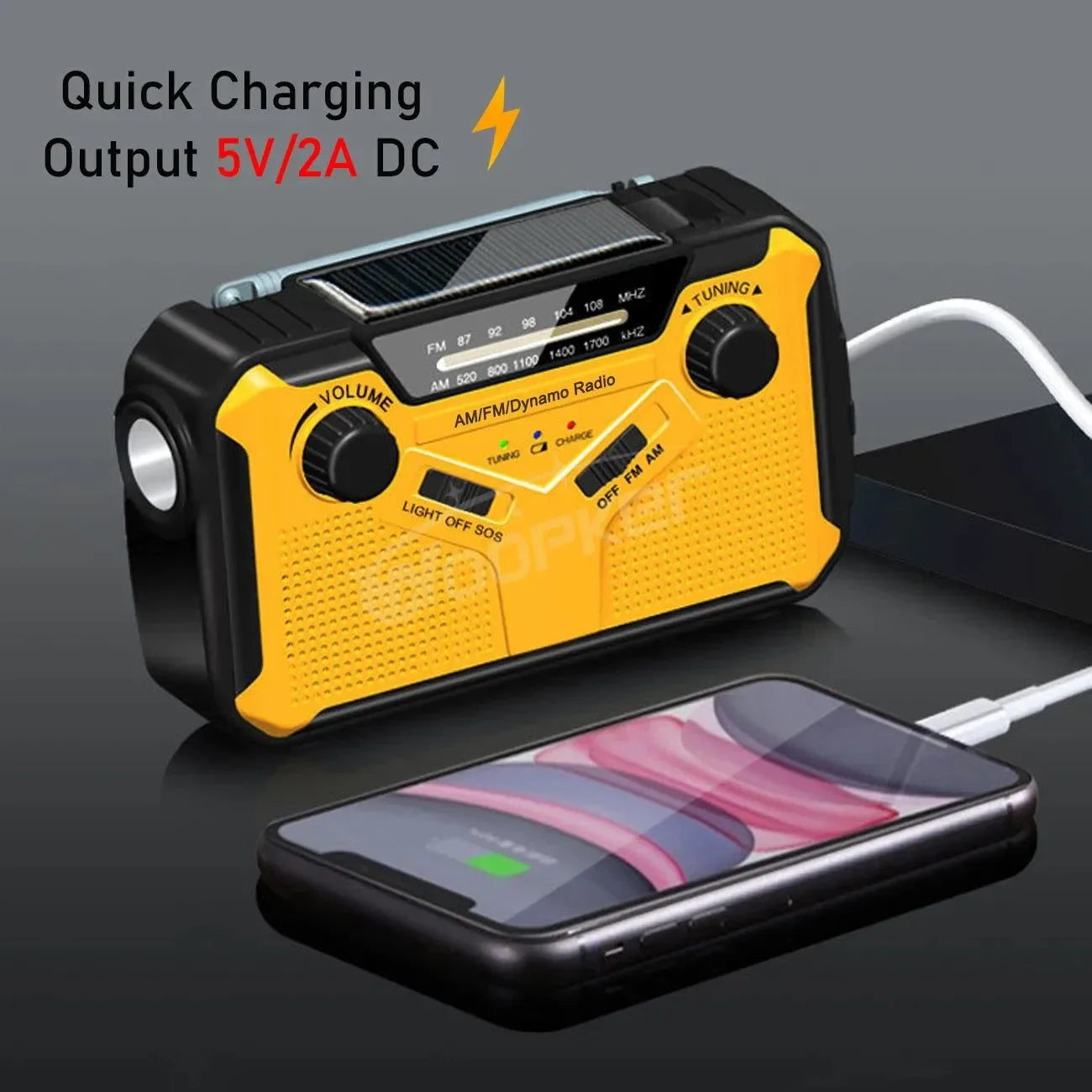 Emergency Radio: Solar Hand Crank, USB Rechargeable Torch, AM/FM, SOS Alarm and Power Bank - Trekker Essentials