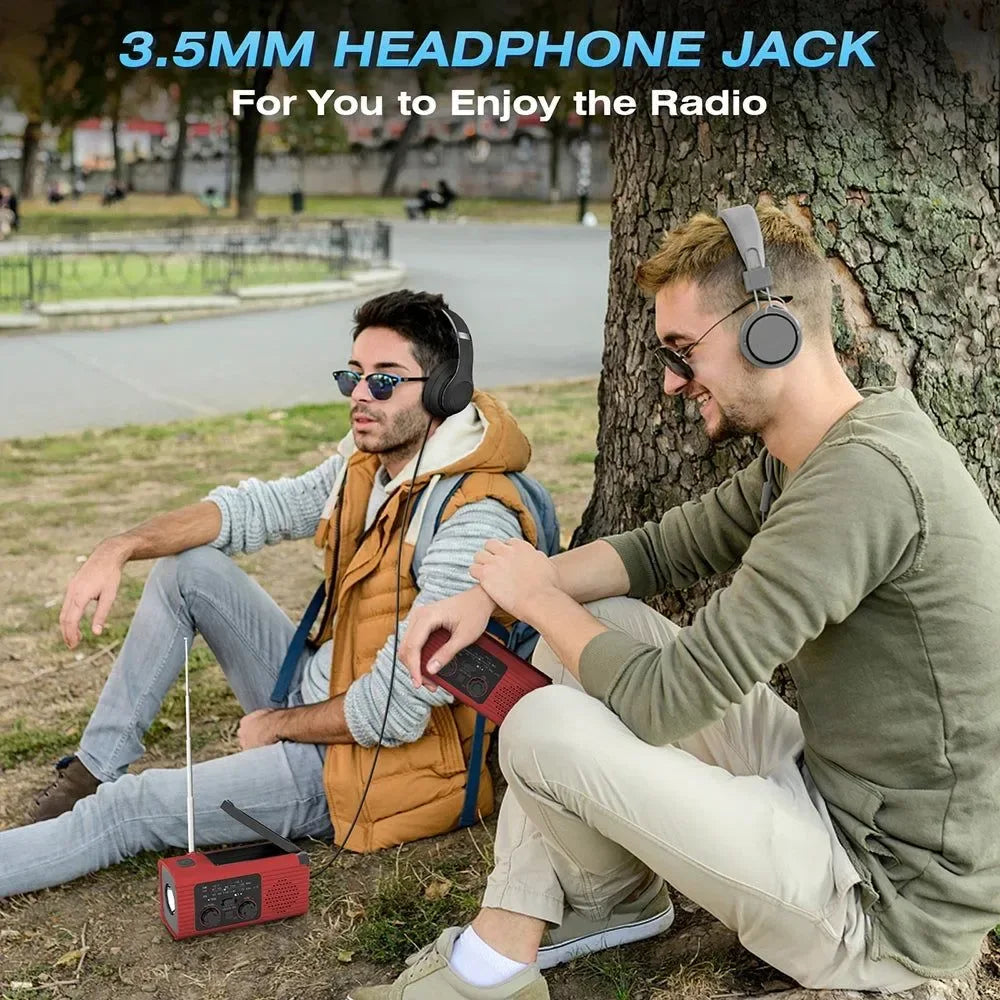 Emergency Radio Stereo - Multifunctional Hand Cranked Charging, Portable Outdoor Adventure Power Bank, Solar Radio - Trekker Essentials