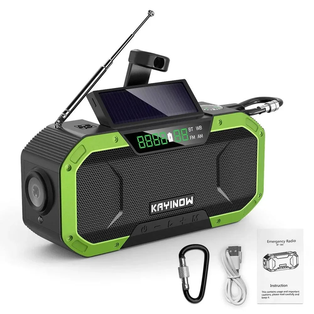Emergency Solar Hand Crank Radio 5000mAh Power Bank Charger Flashlight for Outdoor Camping Survival - Trekker Essentials