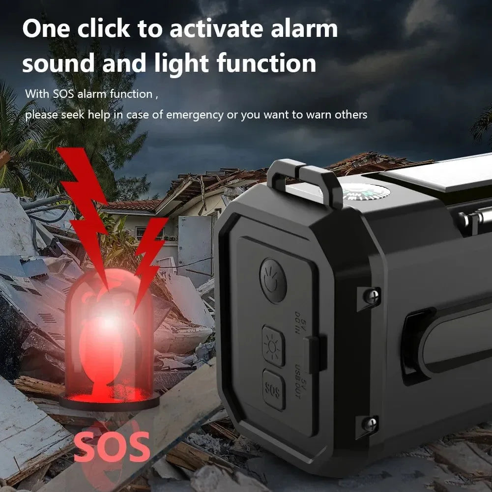 Emergency Solar Hand Crank Weather Radio with 10000mAh Power Bank, Flashlight, AM/FM/NOAA, and Dynamo - Trekker Essentials