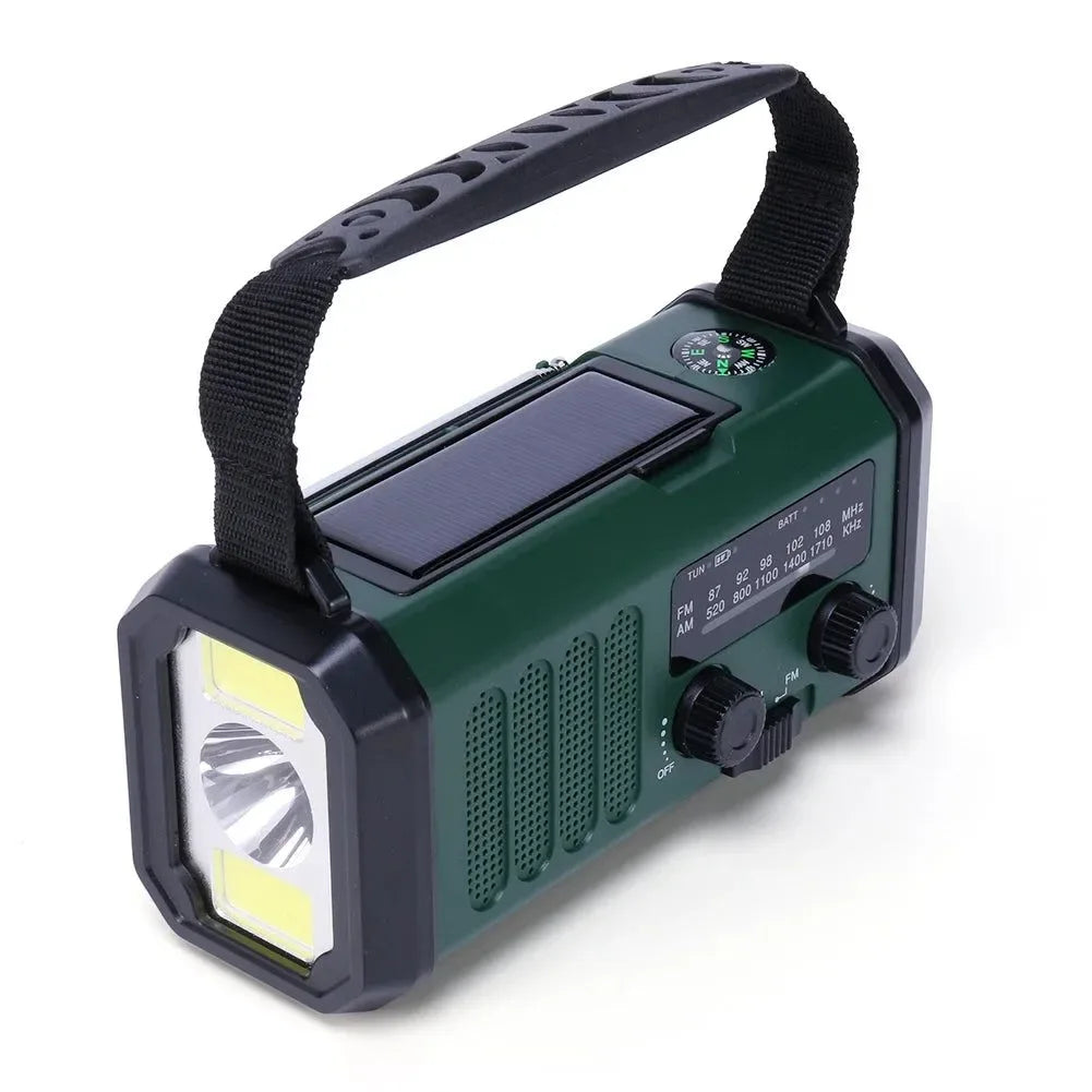 Emergency Solar Hand Crank Weather Radio with 10000mAh Power Bank, Flashlight, AM/FM/NOAA, and Dynamo - Trekker Essentials