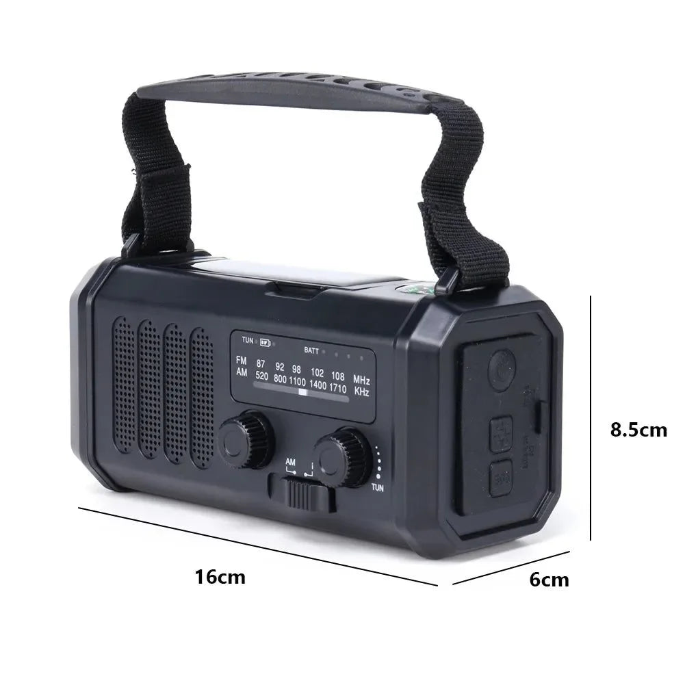 Emergency Solar Hand Crank Weather Radio with 10000mAh Power Bank, Flashlight, AM/FM/NOAA, and Dynamo - Trekker Essentials