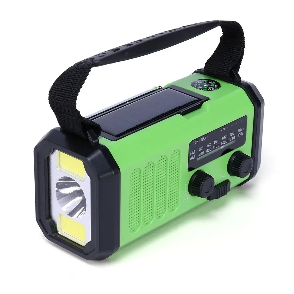 Emergency Solar Hand Crank Weather Radio with 10000mAh Power Bank, Flashlight, AM/FM/NOAA, and Dynamo - Trekker Essentials