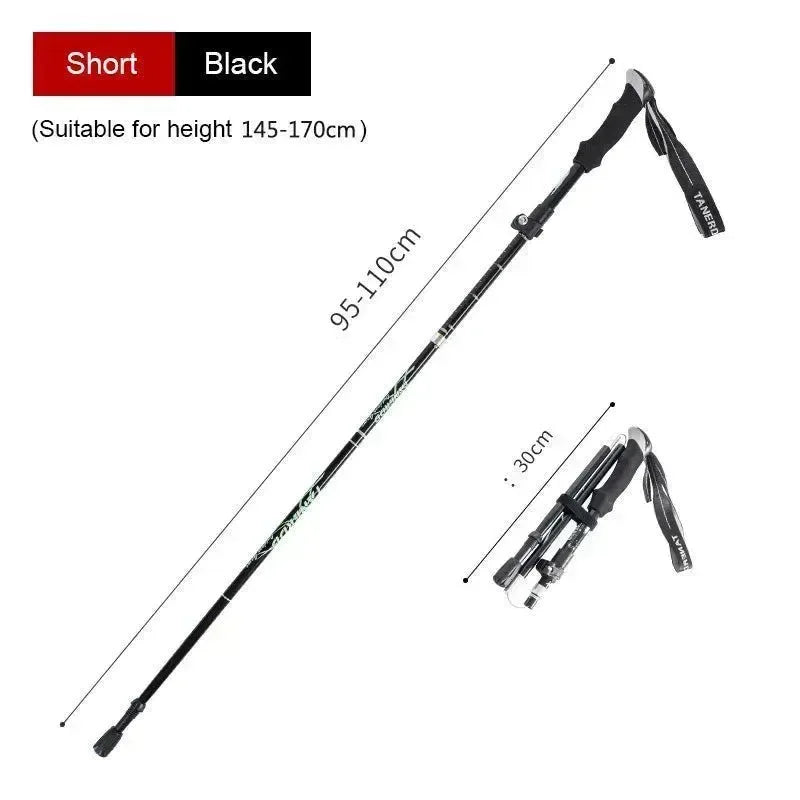 Enhance Your Strides with Adjustable 5-Section Trekking Poles - Outdoor Camping Ultralight Portable Foldable Walking Hiking Stick - Trekker Essentials