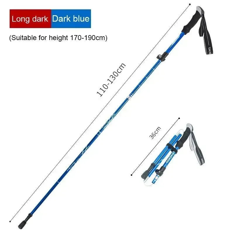 Enhance Your Strides with Adjustable 5-Section Trekking Poles - Outdoor Camping Ultralight Portable Foldable Walking Hiking Stick - Trekker Essentials