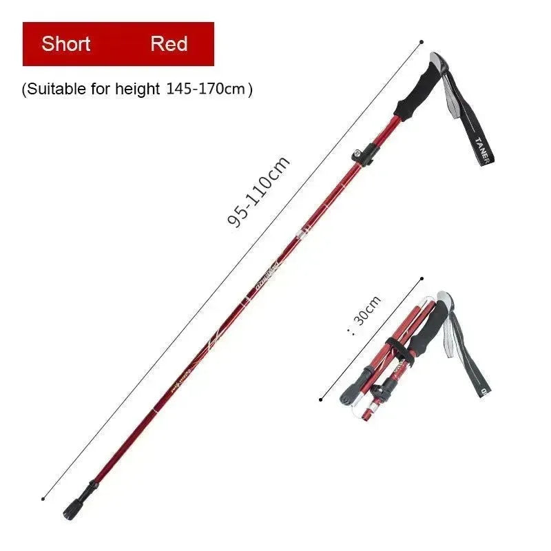 Enhance Your Strides with Adjustable 5-Section Trekking Poles - Outdoor Camping Ultralight Portable Foldable Walking Hiking Stick - Trekker Essentials