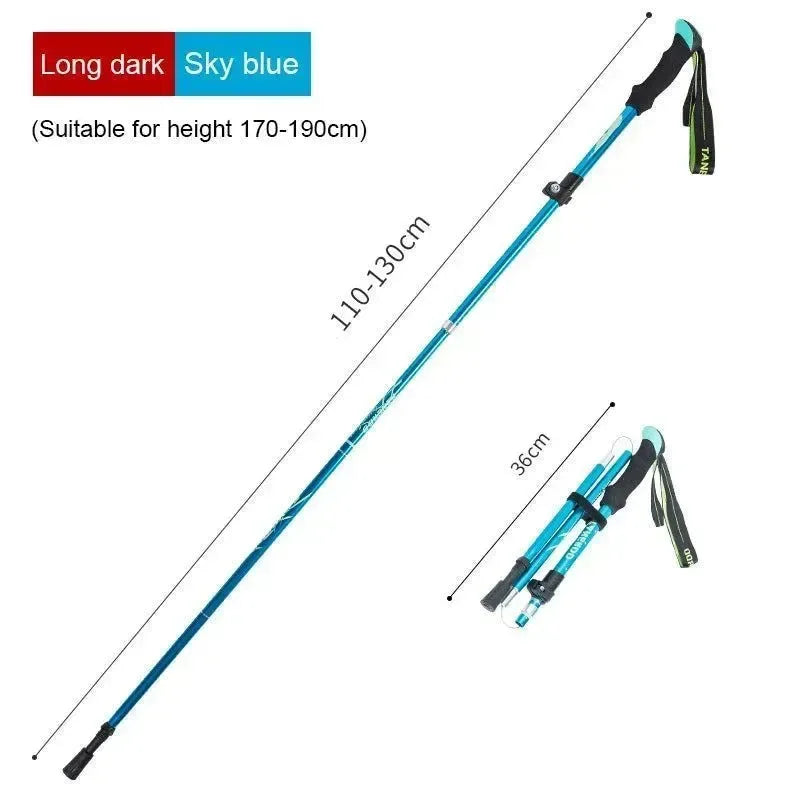 Enhance Your Strides with Adjustable 5-Section Trekking Poles - Outdoor Camping Ultralight Portable Foldable Walking Hiking Stick - Trekker Essentials