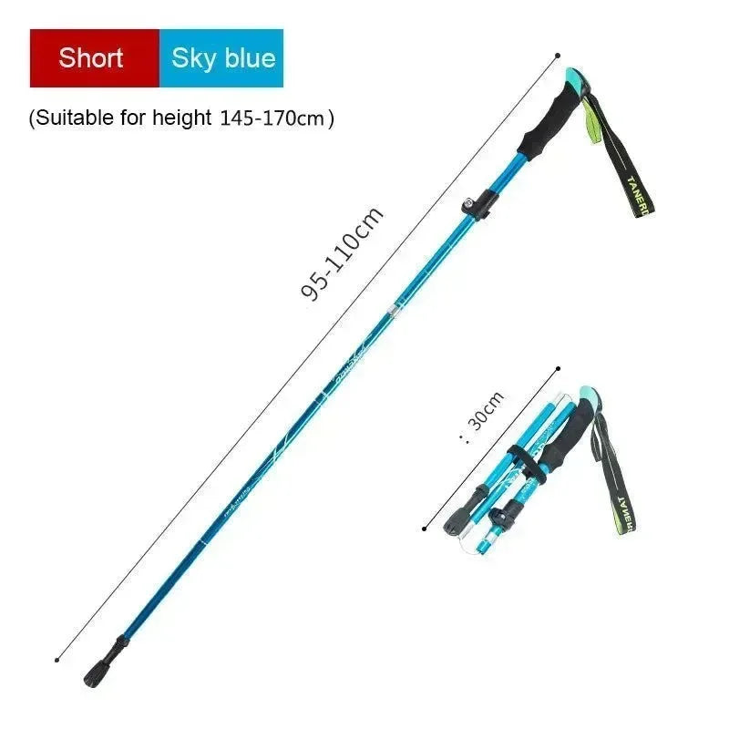 Enhance Your Strides with Adjustable 5-Section Trekking Poles - Outdoor Camping Ultralight Portable Foldable Walking Hiking Stick - Trekker Essentials