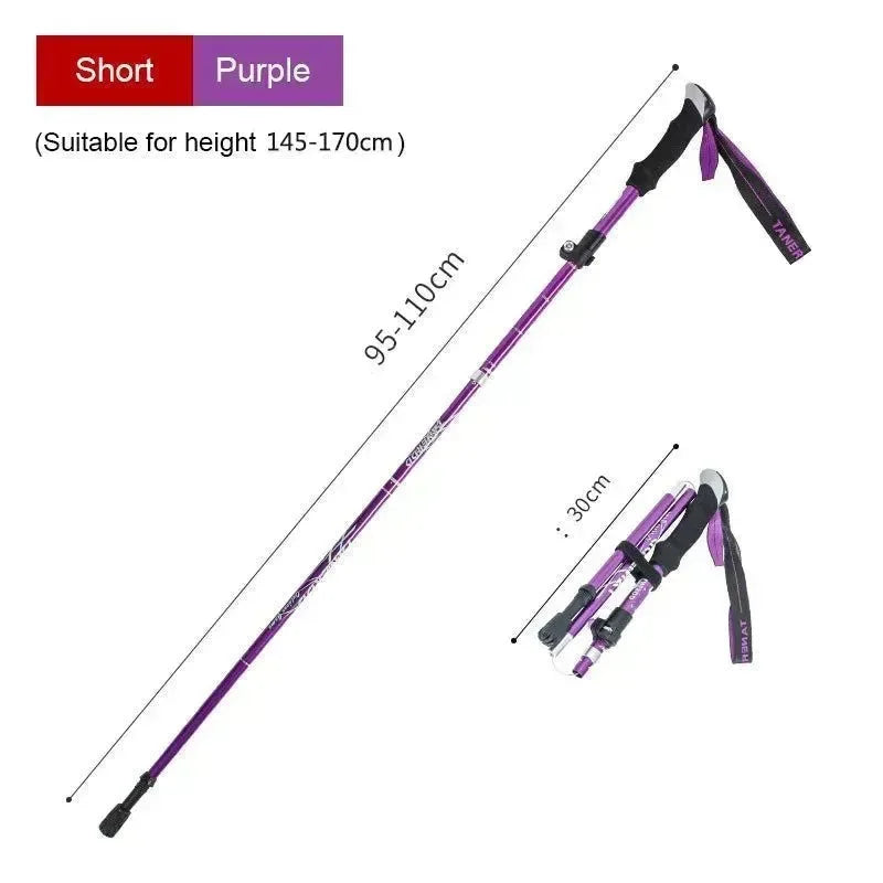 Enhance Your Strides with Adjustable 5-Section Trekking Poles - Outdoor Camping Ultralight Portable Foldable Walking Hiking Stick - Trekker Essentials