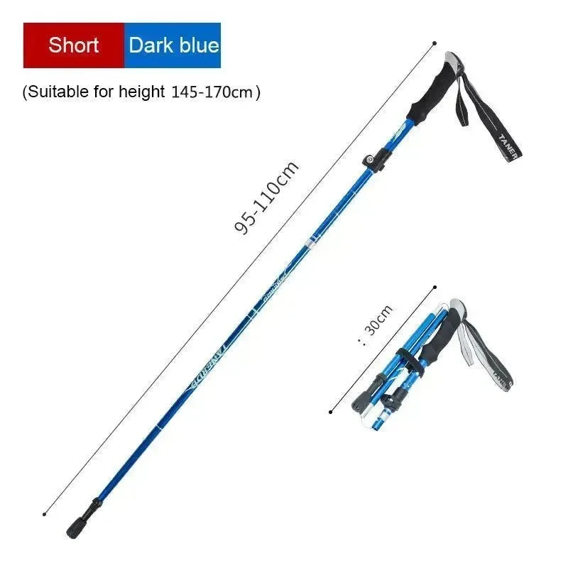 Enhance Your Strides with Adjustable 5-Section Trekking Poles - Outdoor Camping Ultralight Portable Foldable Walking Hiking Stick - Trekker Essentials