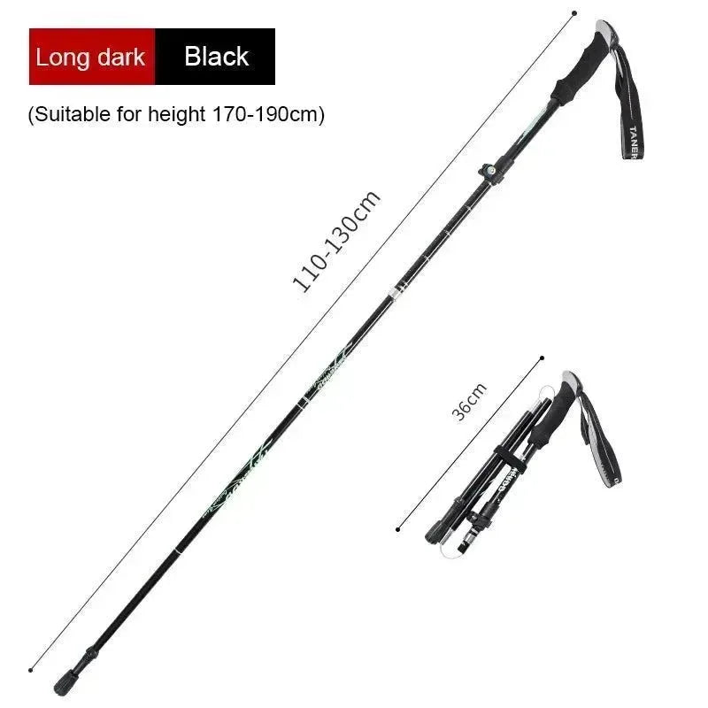Enhance Your Strides with Adjustable 5-Section Trekking Poles - Outdoor Camping Ultralight Portable Foldable Walking Hiking Stick - Trekker Essentials