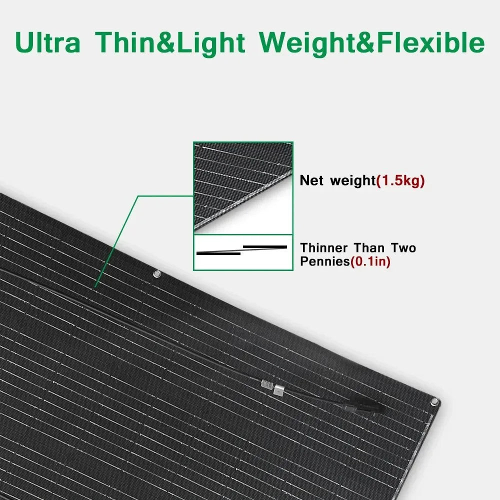 ETFE Flexible 100W Solar Panel - High Efficiency Monocrystalline Charger for 12V Batteries - Trekker Essentials