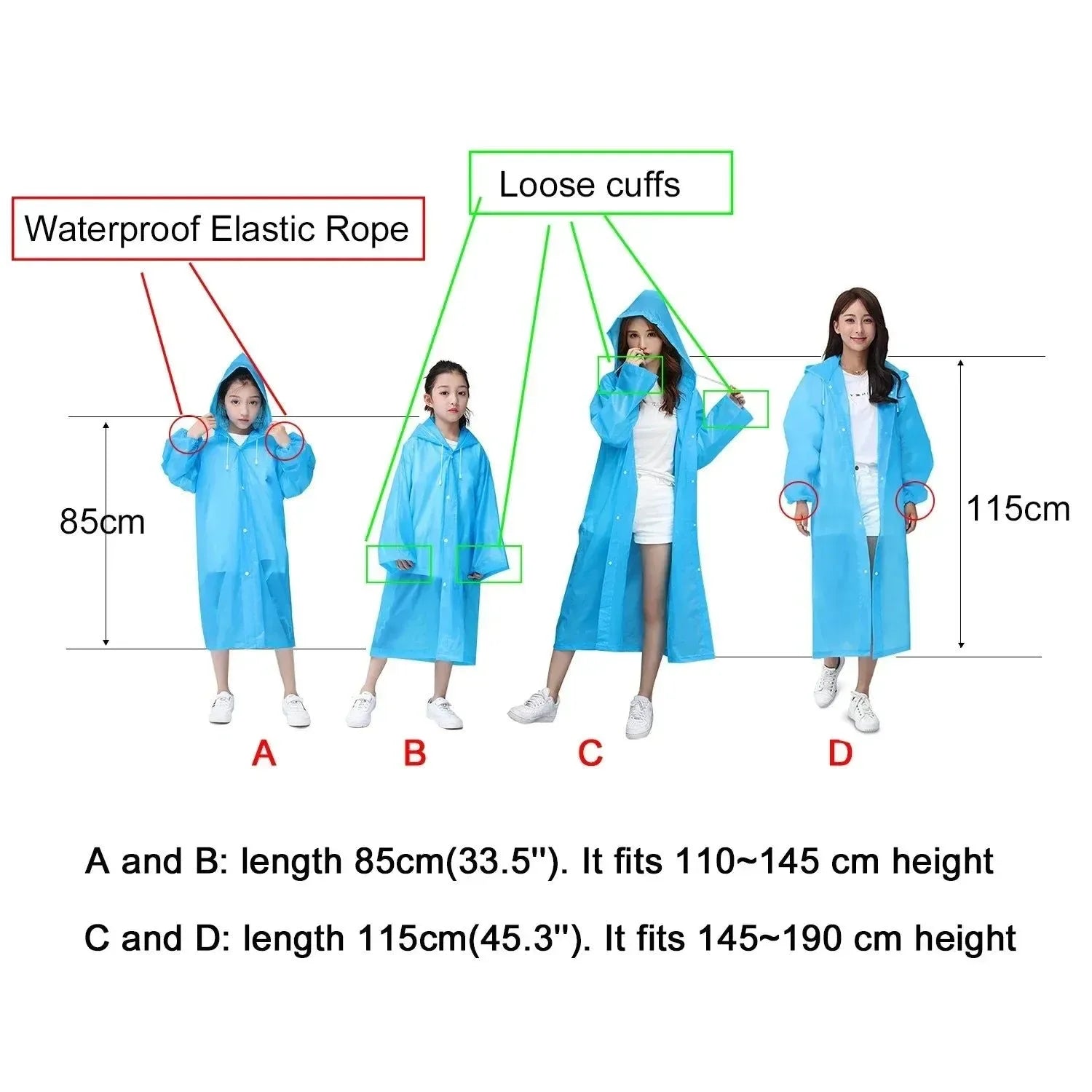 Extended Adult Raincoat - Premium EVA Thickened Waterproof Reusable Fashion Raincoat - Trekker Essentials