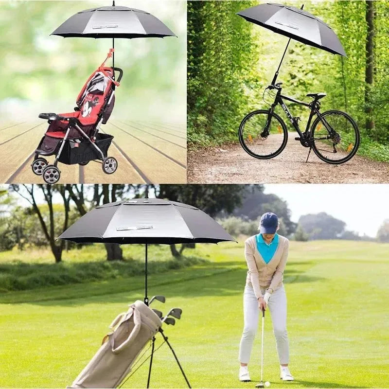 Extra Large Titanium Silver Umbrella - Double Layer Sun Protection Parasol for Beach, Golf, and Outdoor Activities - Trekker Essentials