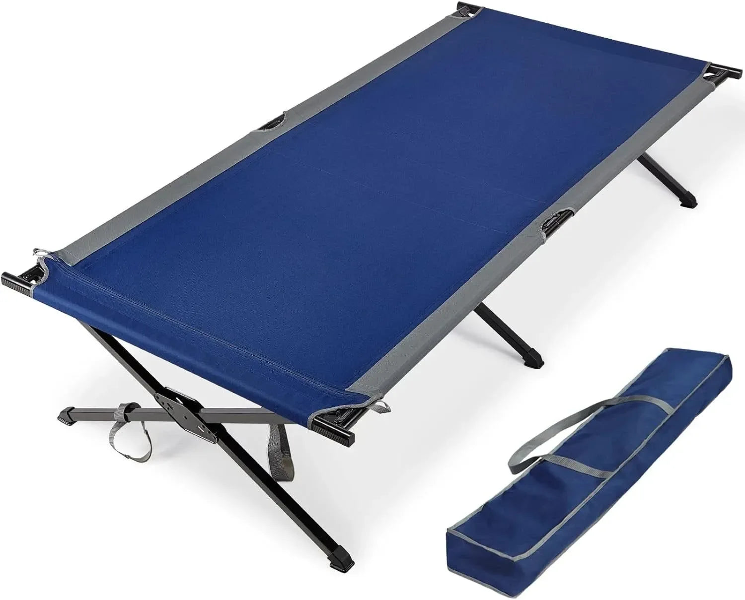 Extra Wide Camping Cot for Adults – Heavy Duty Folding Bed with Carry Bag, 84.3" L x 41.9" W, Supports Up to 550 lbs - Trekker Essentials