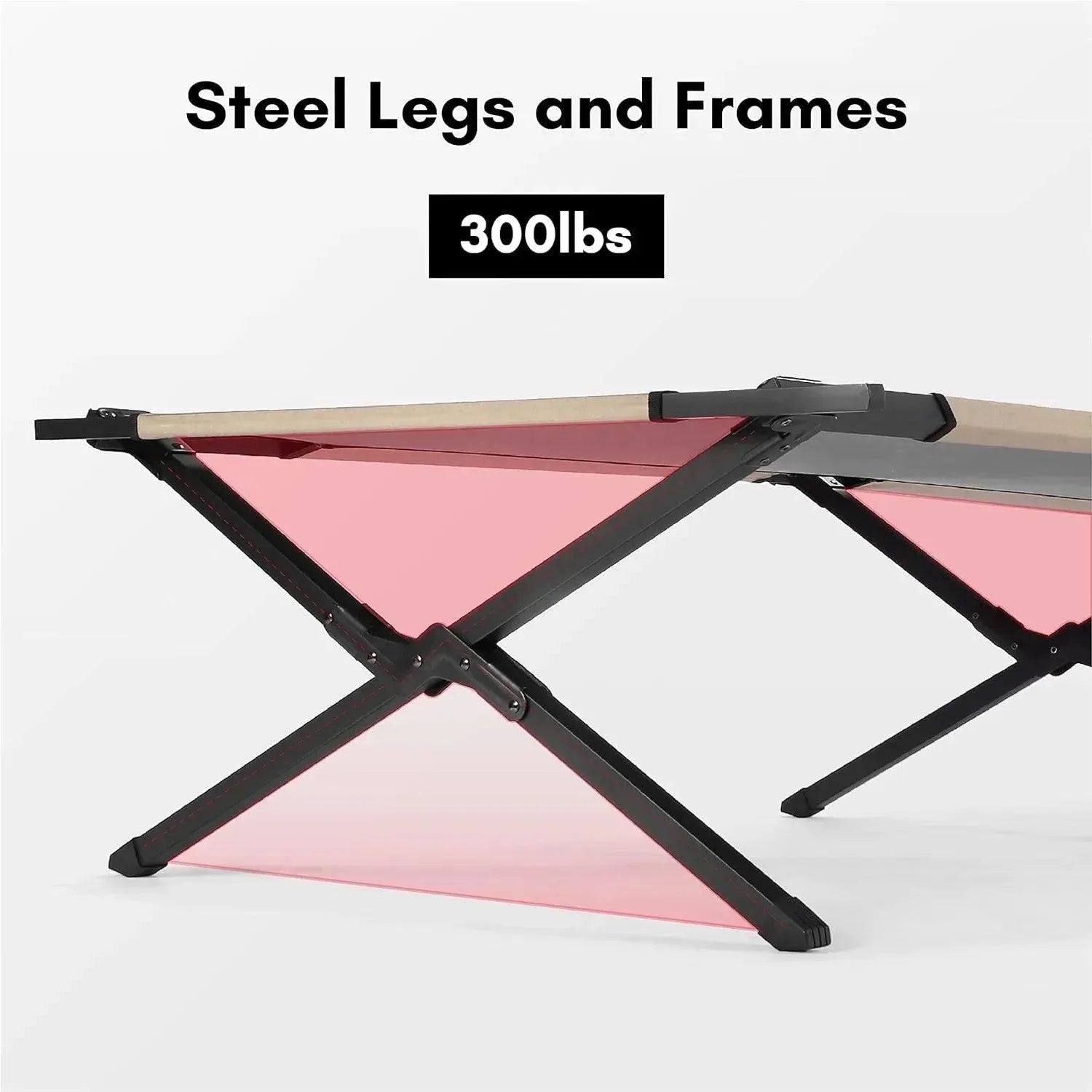 Extremus Komfort Folding Camp Cot – 300 lbs Capacity, Durable Steel Frame & 300D Polyester Surface - Trekker Essentials