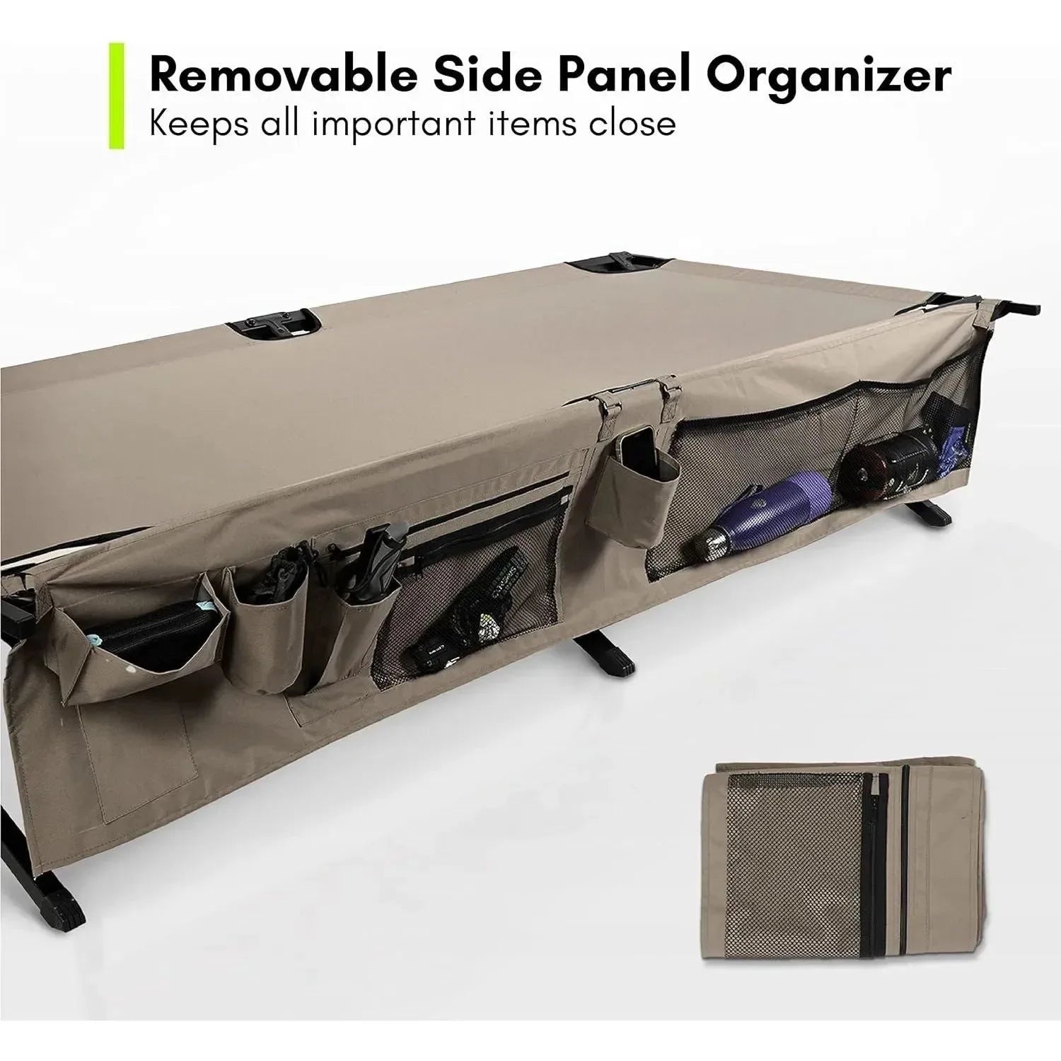 Extremus Komfort Folding Camp Cot – 300 lbs Capacity, Durable Steel Frame & 300D Polyester Surface - Trekker Essentials