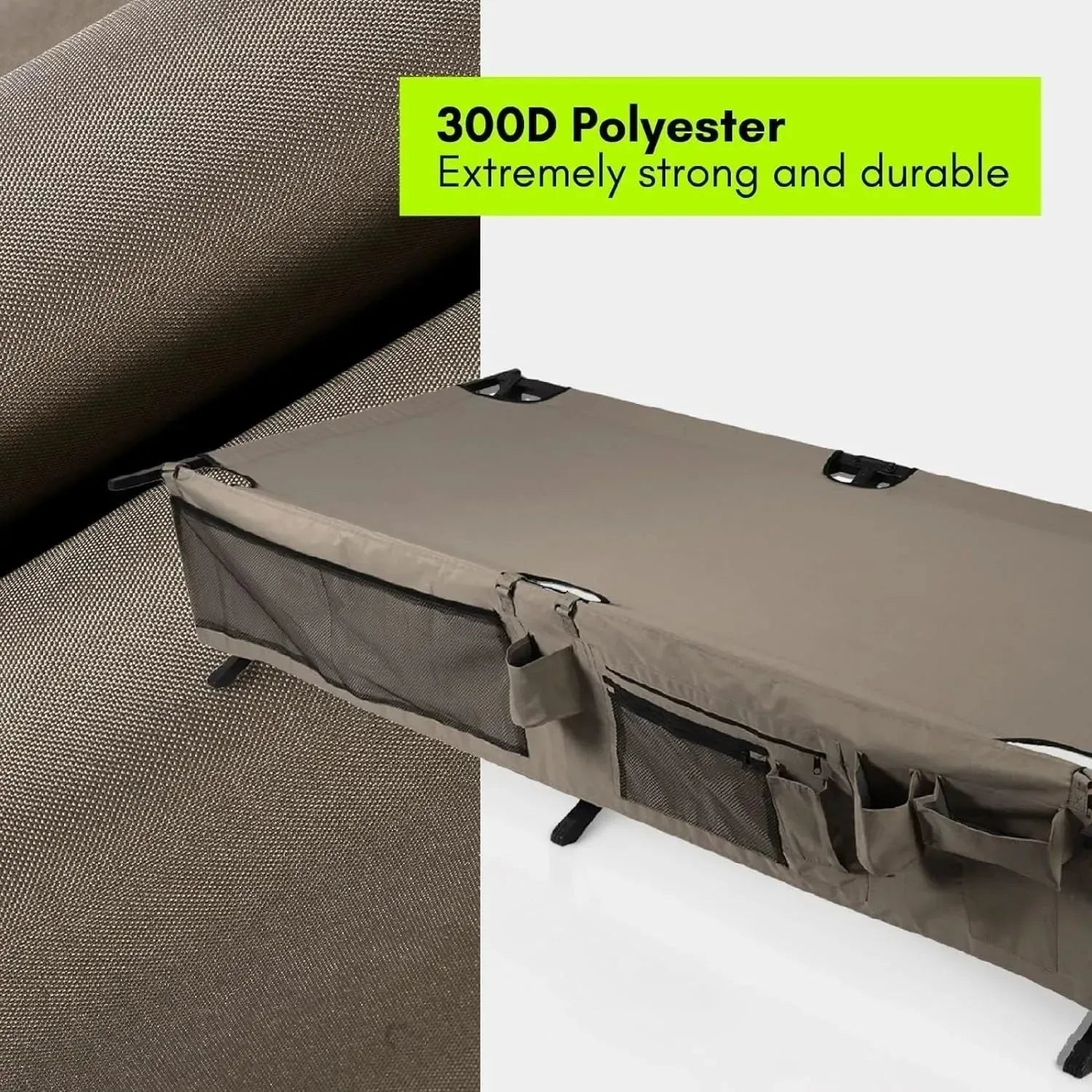Extremus Komfort Folding Camp Cot – 300 lbs Capacity, Durable Steel Frame & 300D Polyester Surface - Trekker Essentials