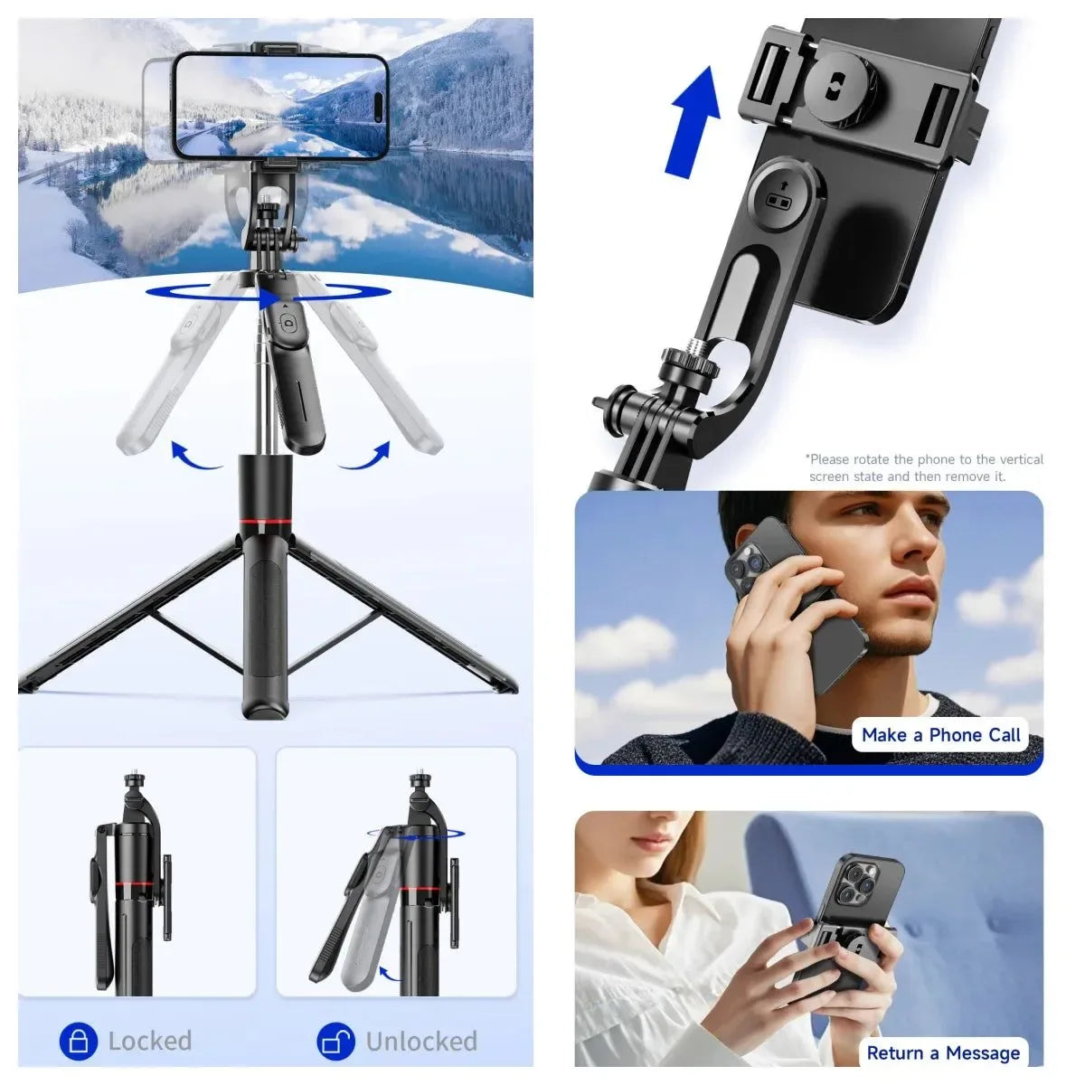 F16 Extendable Selfie Stick Tripod with Bluetooth Remote & Fill Light - Trekker Essentials